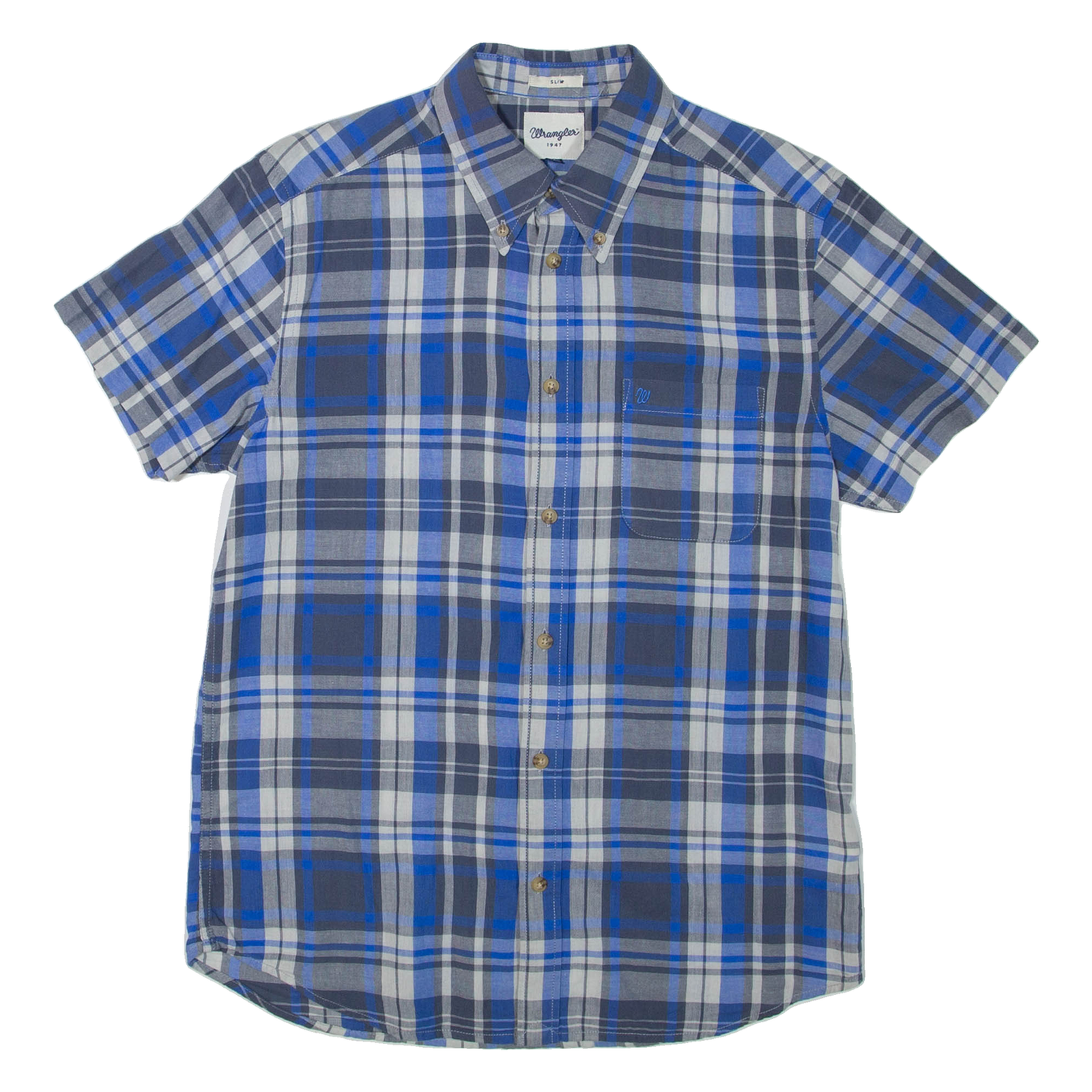 WRANGLER Slim Fit Mens Shirt Blue Check M Refurbished - N/A refurbished available on Cerqular