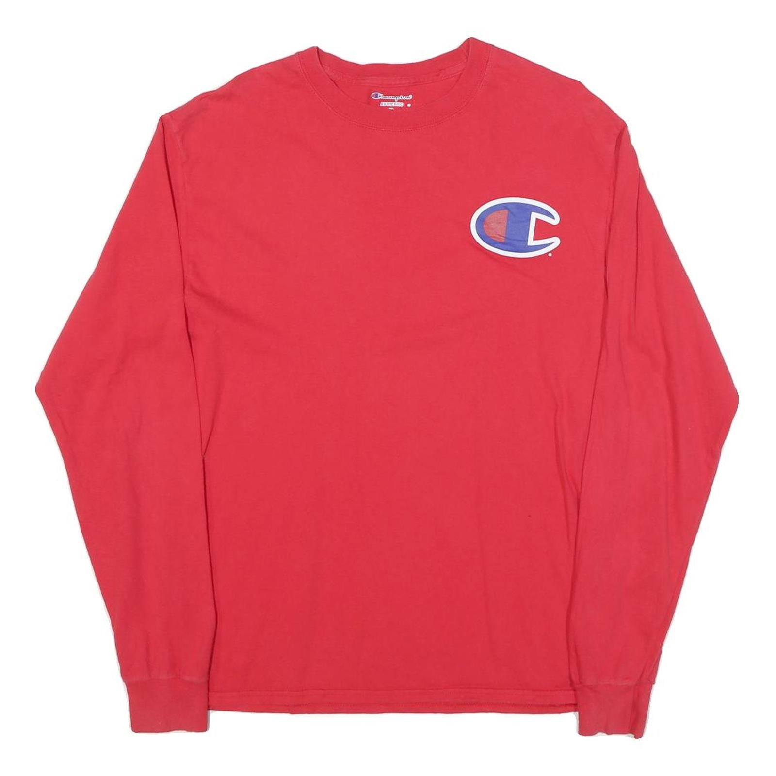 CHAMPION Mens Red Graphic T-Shirt M Long Sleeve Crew Neck Athletic Cotton Refurbished - N/A refurbished available on Cerqular