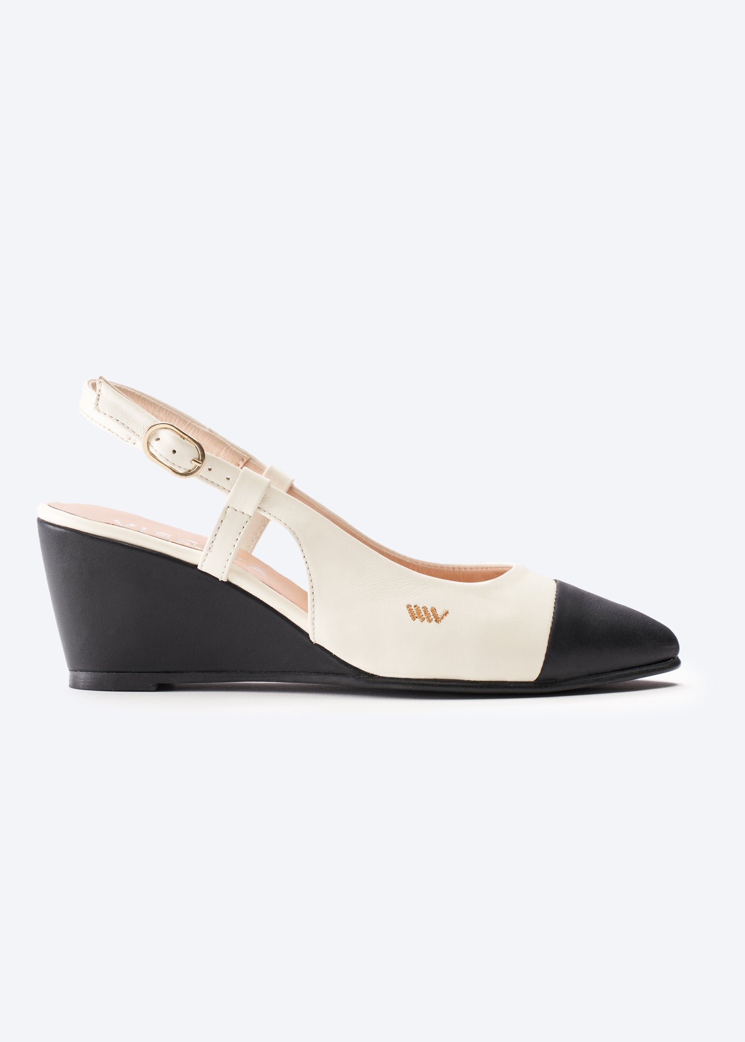 Tivoli Leather Wedges | Color: White Black Tip | Size: 10 Refurbished - N/A refurbished available on Cerqular