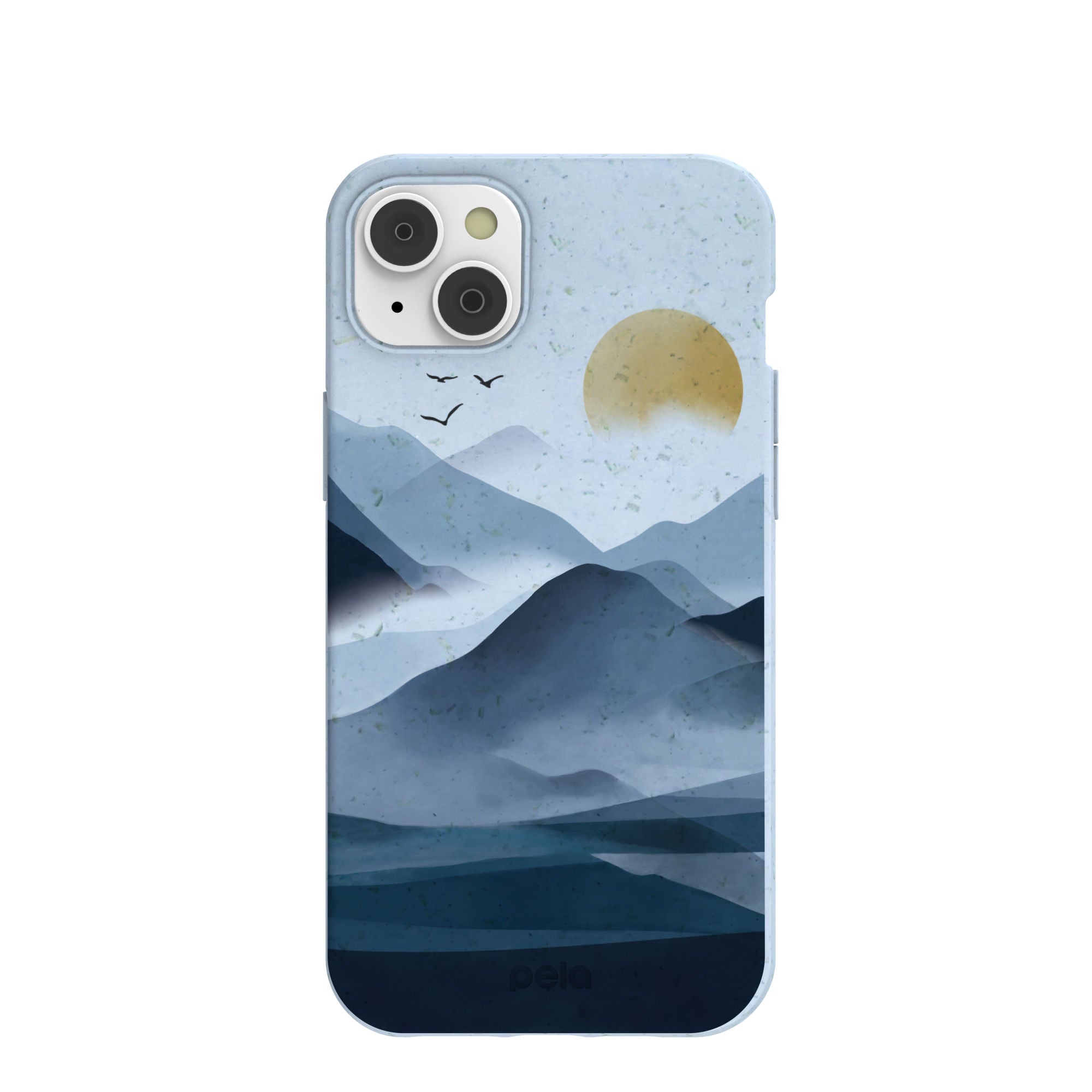 Powder Blue Misty Mountains iPhone 14 Plus Case Refurbished - Pela Case refurbished available on Cerqular