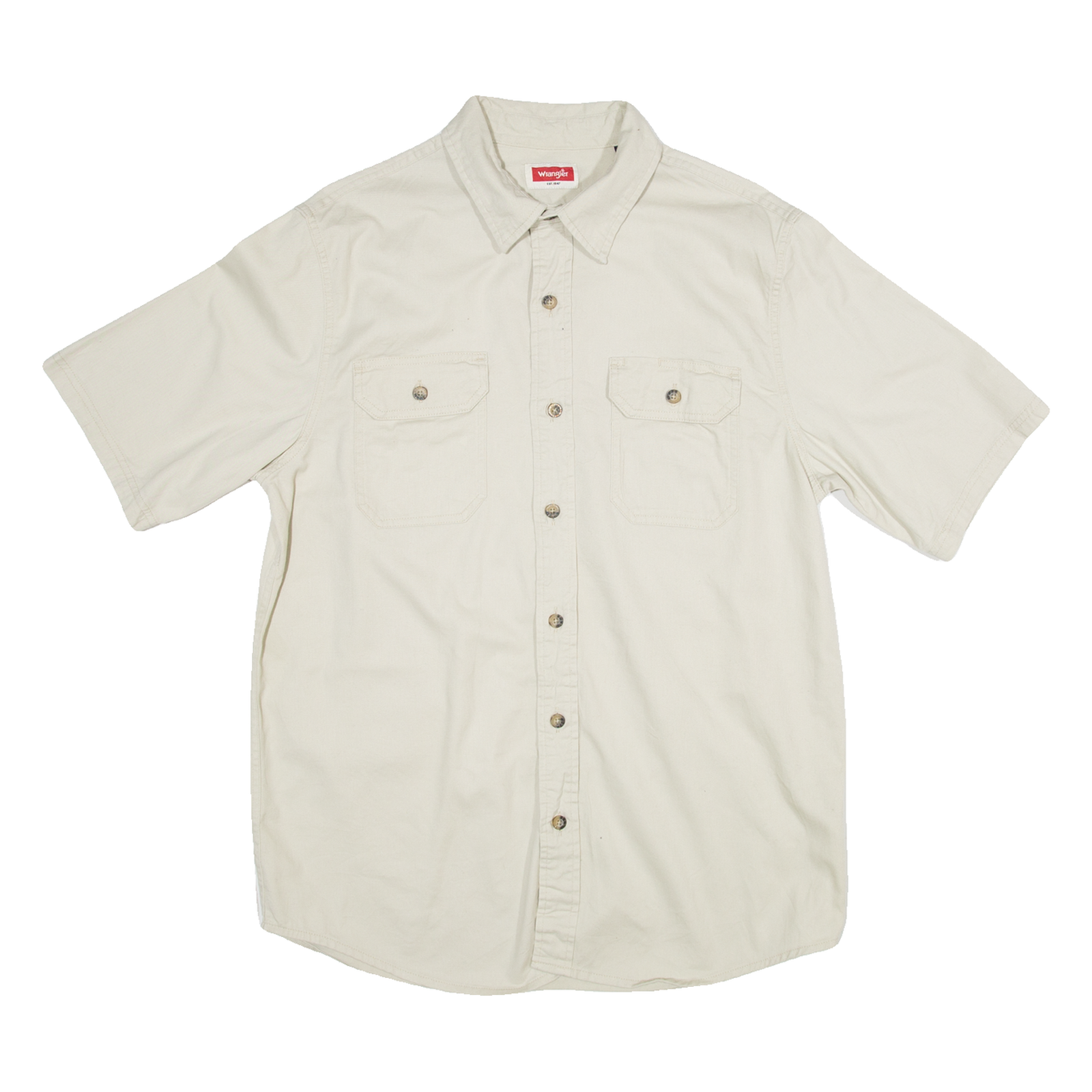 WRANGLER Mens Plain Shirt Beige 90s M Refurbished - N/A refurbished available on Cerqular