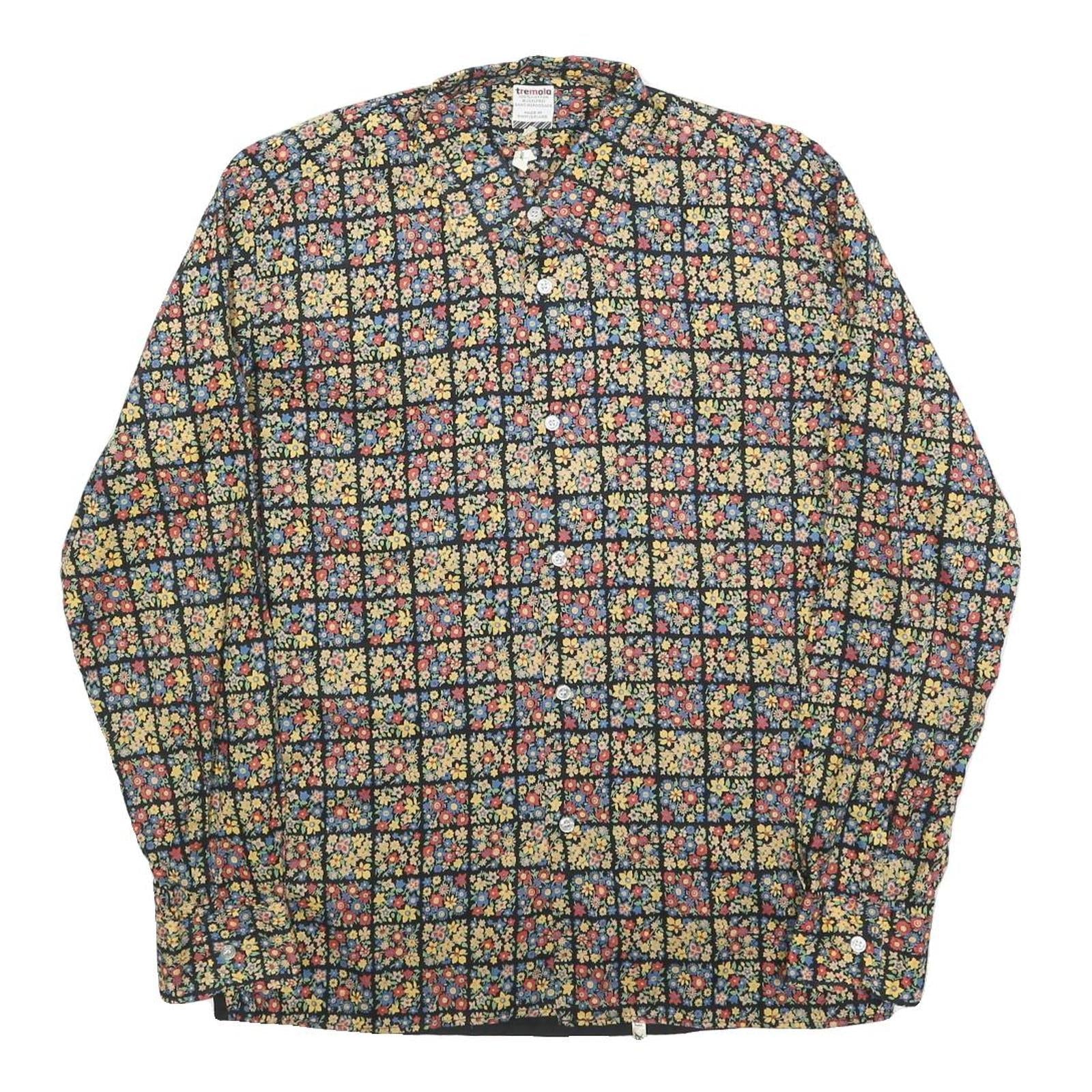 TREMOLA Mens Black Floral Check Shirt S Cotton Blend Stylish Patterned Refurbished - N/A refurbished available on Cerqular
