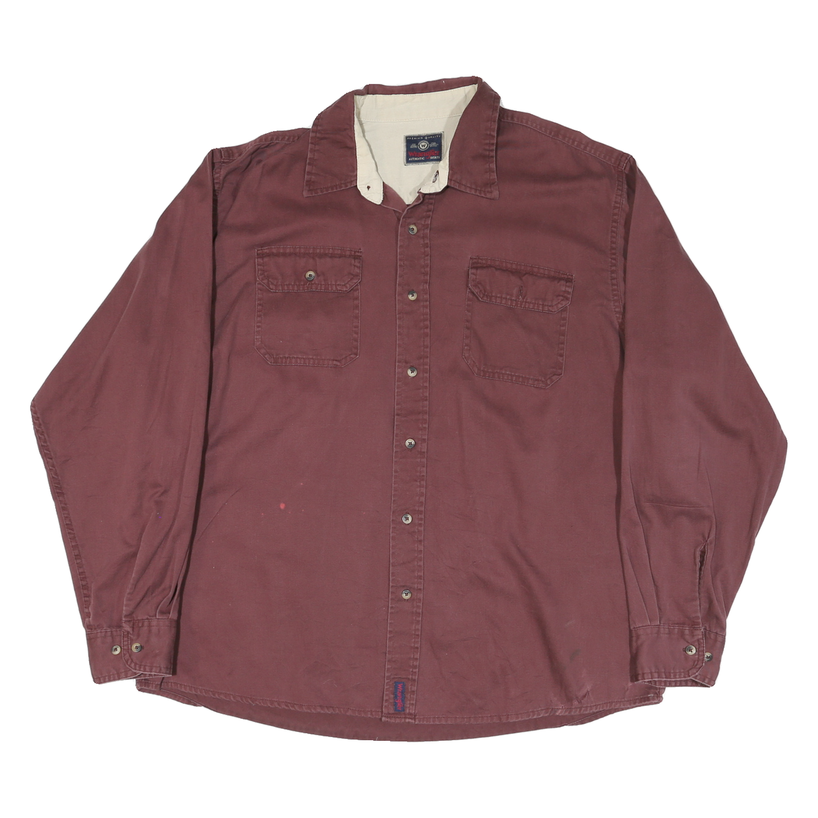 WRANGLER Mens Maroon Cotton Blend Shirt XL Long Sleeve Workwear Casual Refurbished - N/A refurbished available on Cerqular