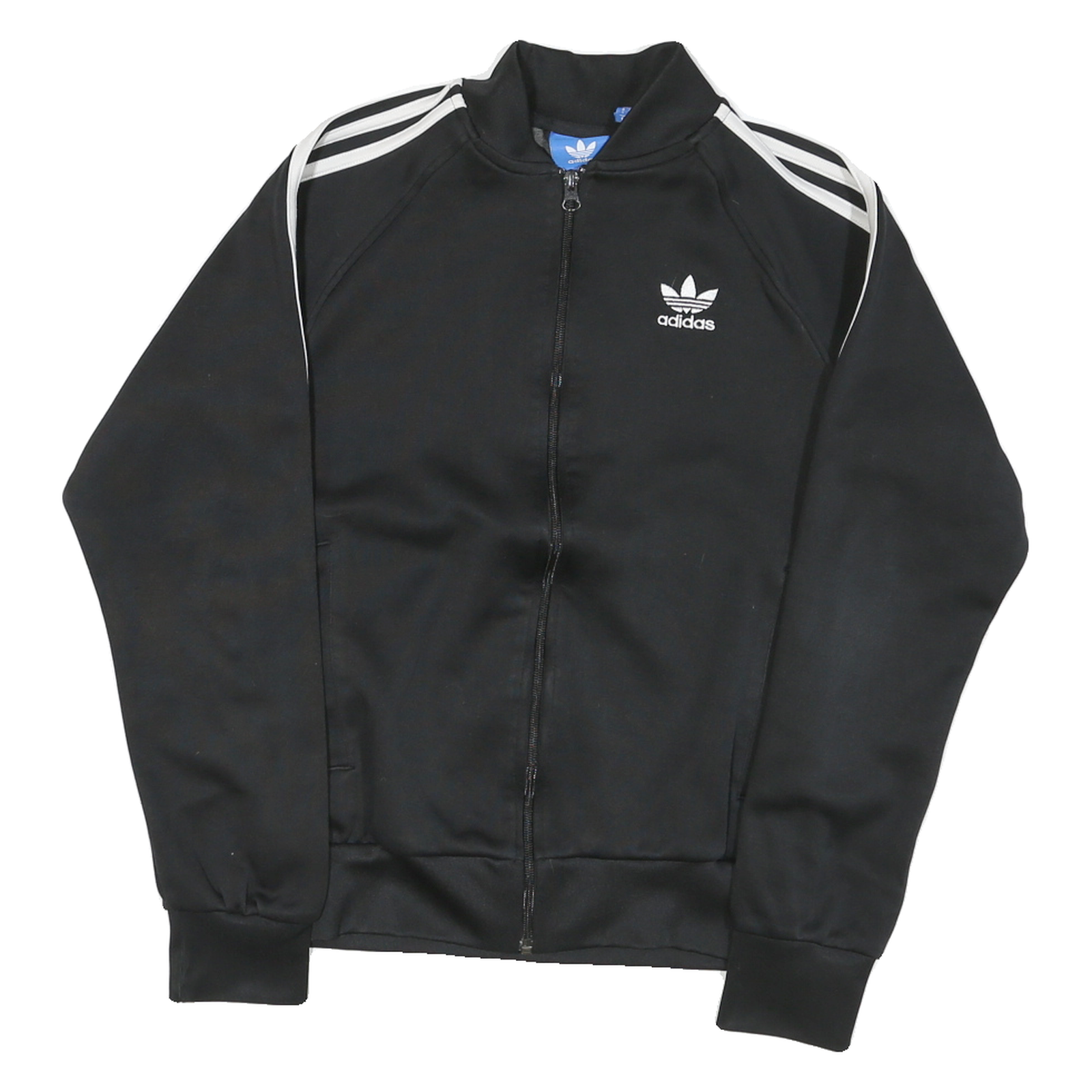 ADIDAS Mens Black White Track Jacket S Polyester Plain Sportswear Casual Zip Refurbished - N/A refurbished available on Cerqular