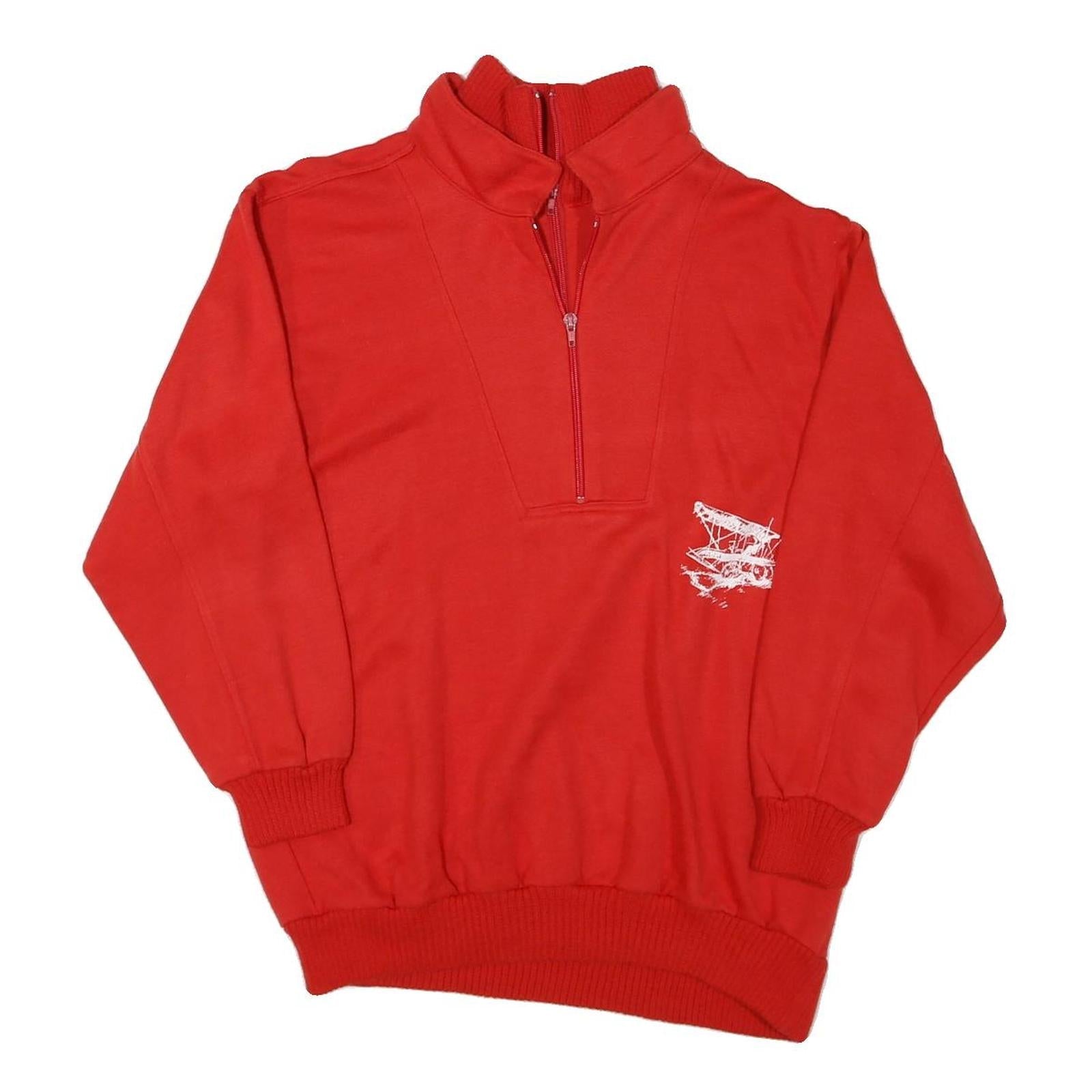 Mens Red Sweatshirt Pullover L 1/4 Zip Casual Graphic Print Soft Polyester Refurbished - N/A refurbished available on Cerqular