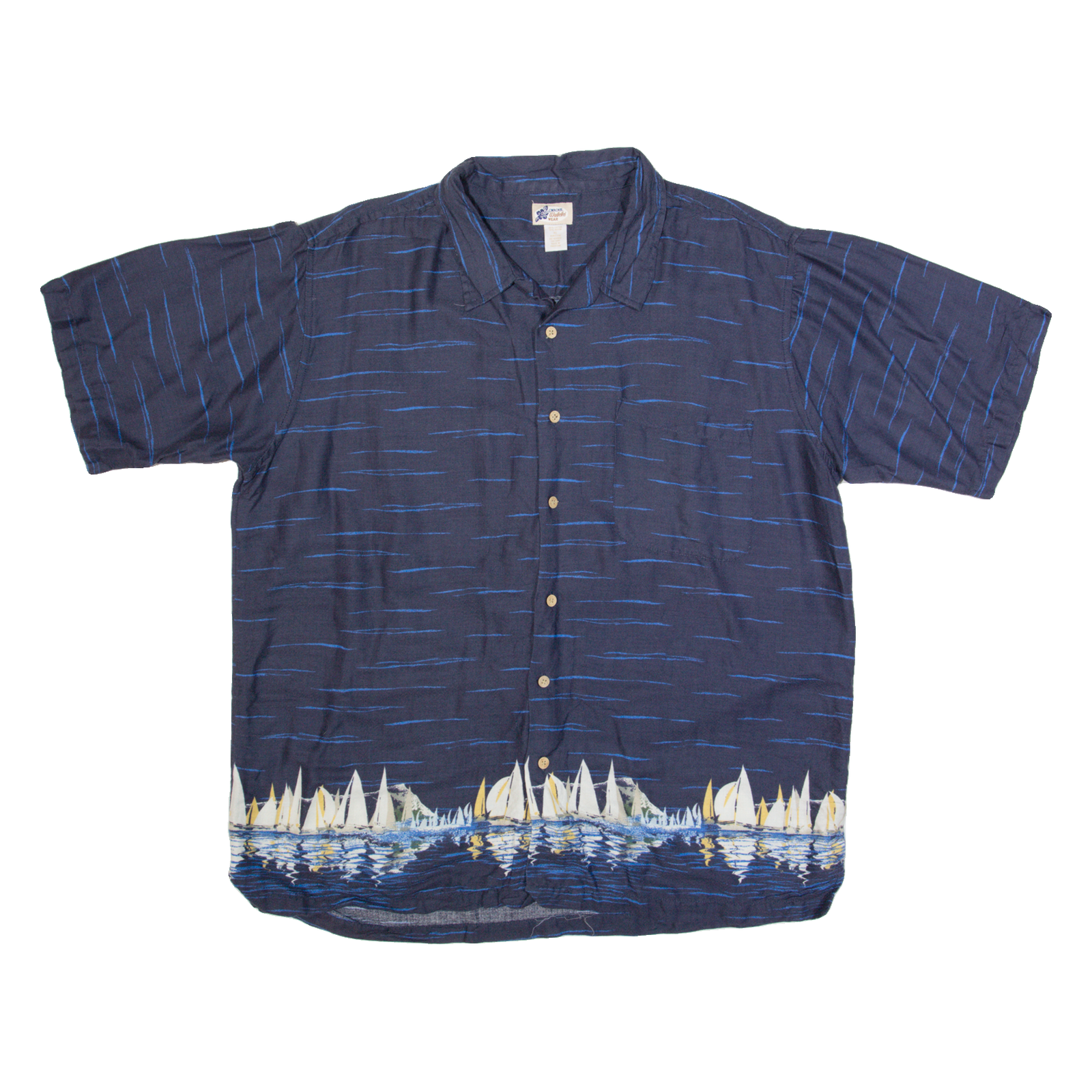 CHEROKEE Mens Hawaiian Shirt Blue 90s Crazy Pattern XL Refurbished - N/A refurbished available on Cerqular