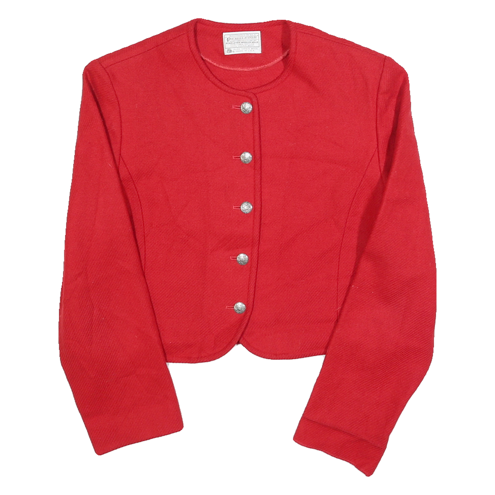 PENDLETON Womens Red Wool Button Jacket M Plain Classic Cropped Refurbished - N/A refurbished available on Cerqular