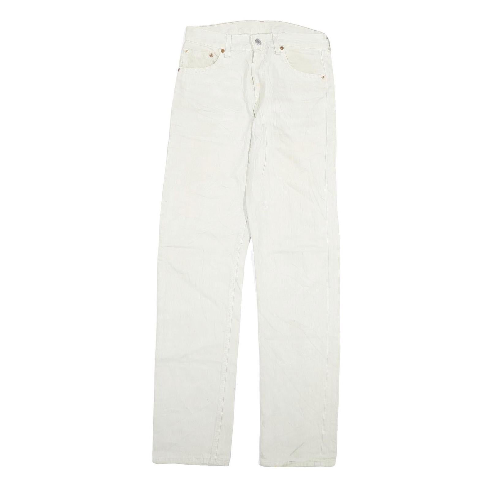LEVI'S 501 Mens Regular White Jeans Denim W27 L32 Classic Button Closure Refurbished - N/A refurbished available on Cerqular