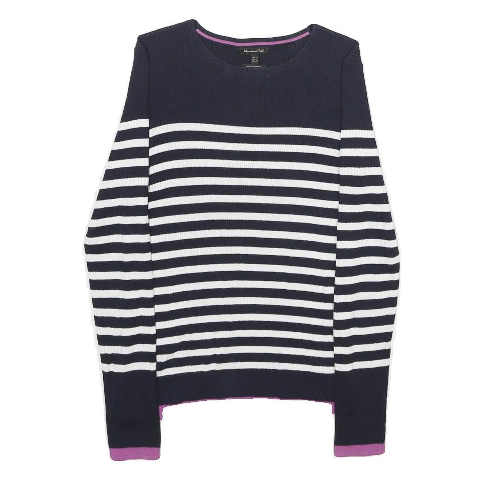 Buy MASSIMO DUTTI Womens Navy Blue & White Striped Patterned Crew Neck Basic Knit Refurbished - $48.09 MASSIMO DUTTI Womens Navy Blue & White Striped Patterned Crew Neck Basic Knit Refurbished - N/A refurbished available on Cerqular