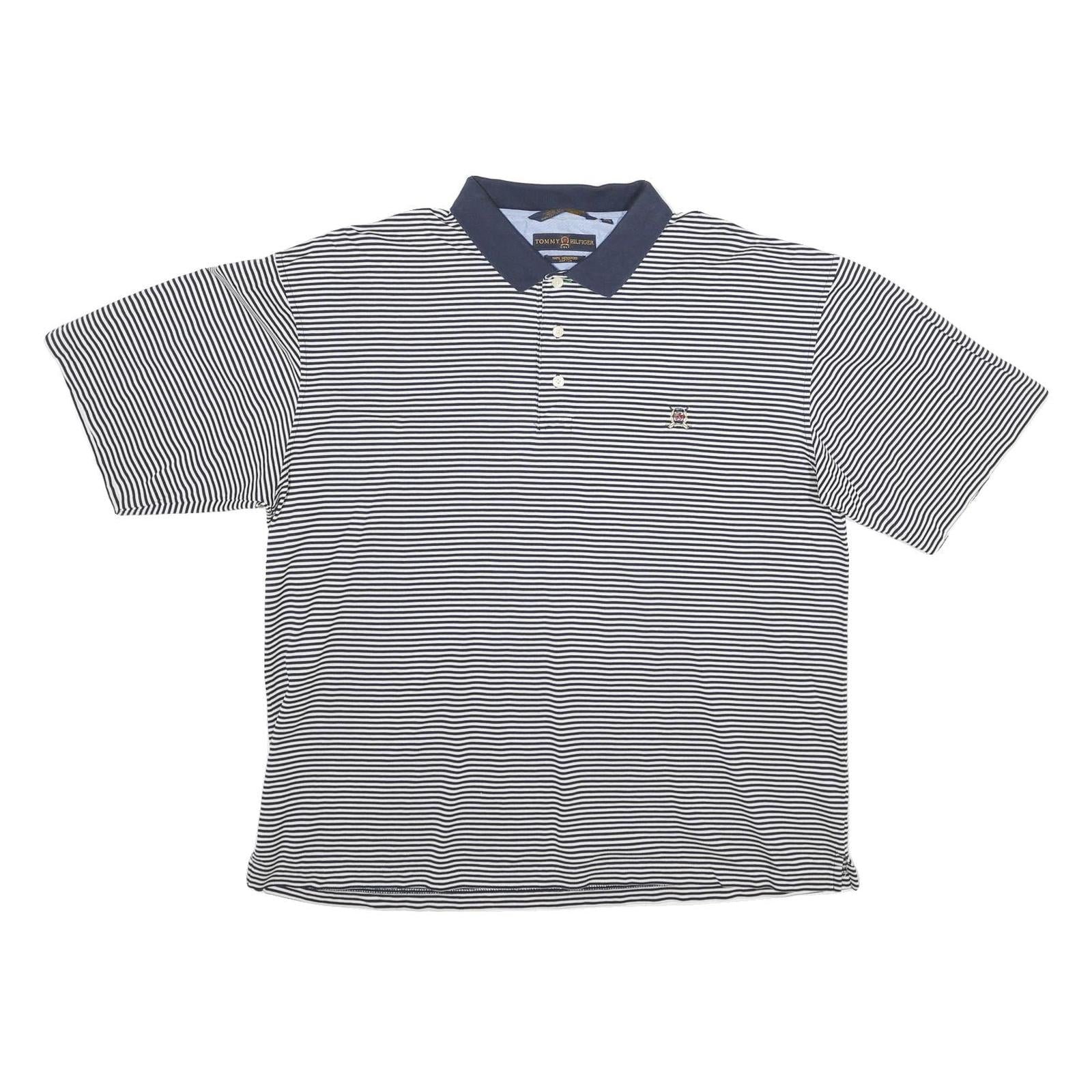 TOMMY HILFIGER Mens Blue & White Striped Polo Shirt XL Casual Classic Fit Refurbished - N/A refurbished available on Cerqular