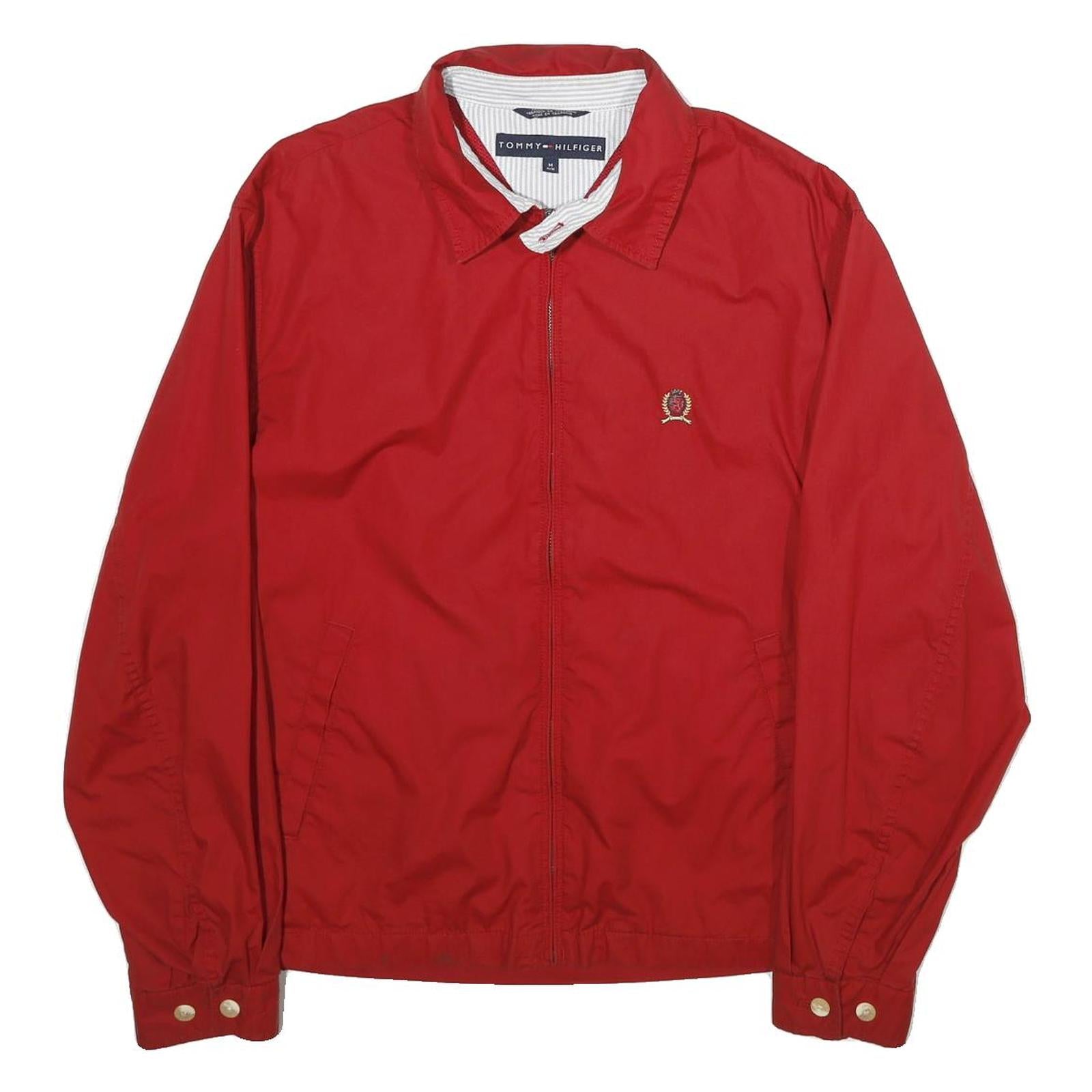 TOMMY HILFIGER Mens Red Classic Zip Jacket M Polyester Collar Logo Refurbished - N/A refurbished available on Cerqular