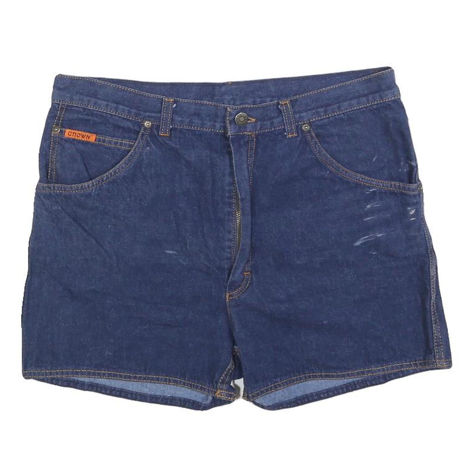 CROWN Womens Denim Blue Casual Shorts M W32 Cotton Blend Pockets Zip Refurbished - N/A refurbished available on Cerqular