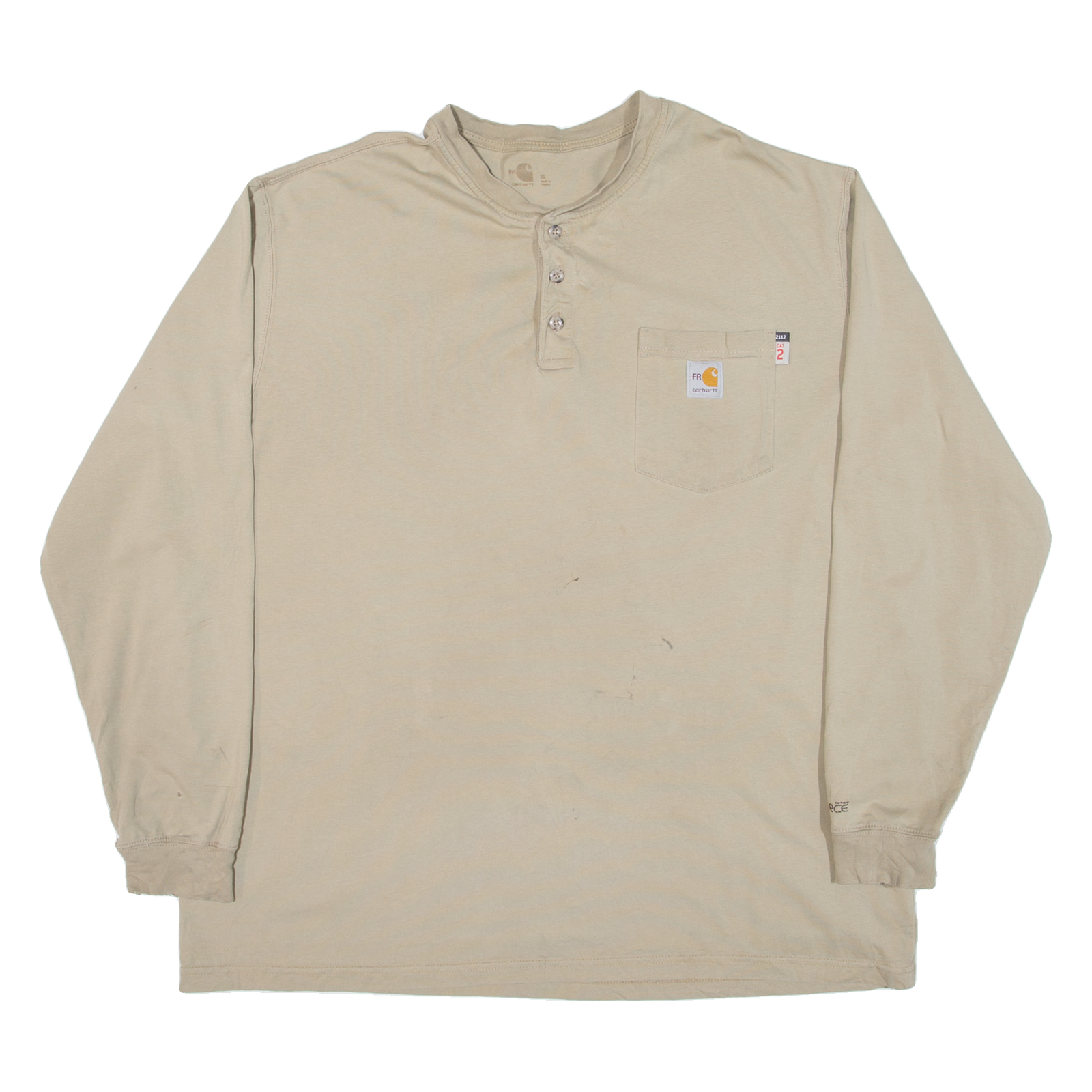 CARHARTT Mens T-Shirt Beige Long Sleeve Button Neck XL Refurbished - N/A refurbished available on Cerqular