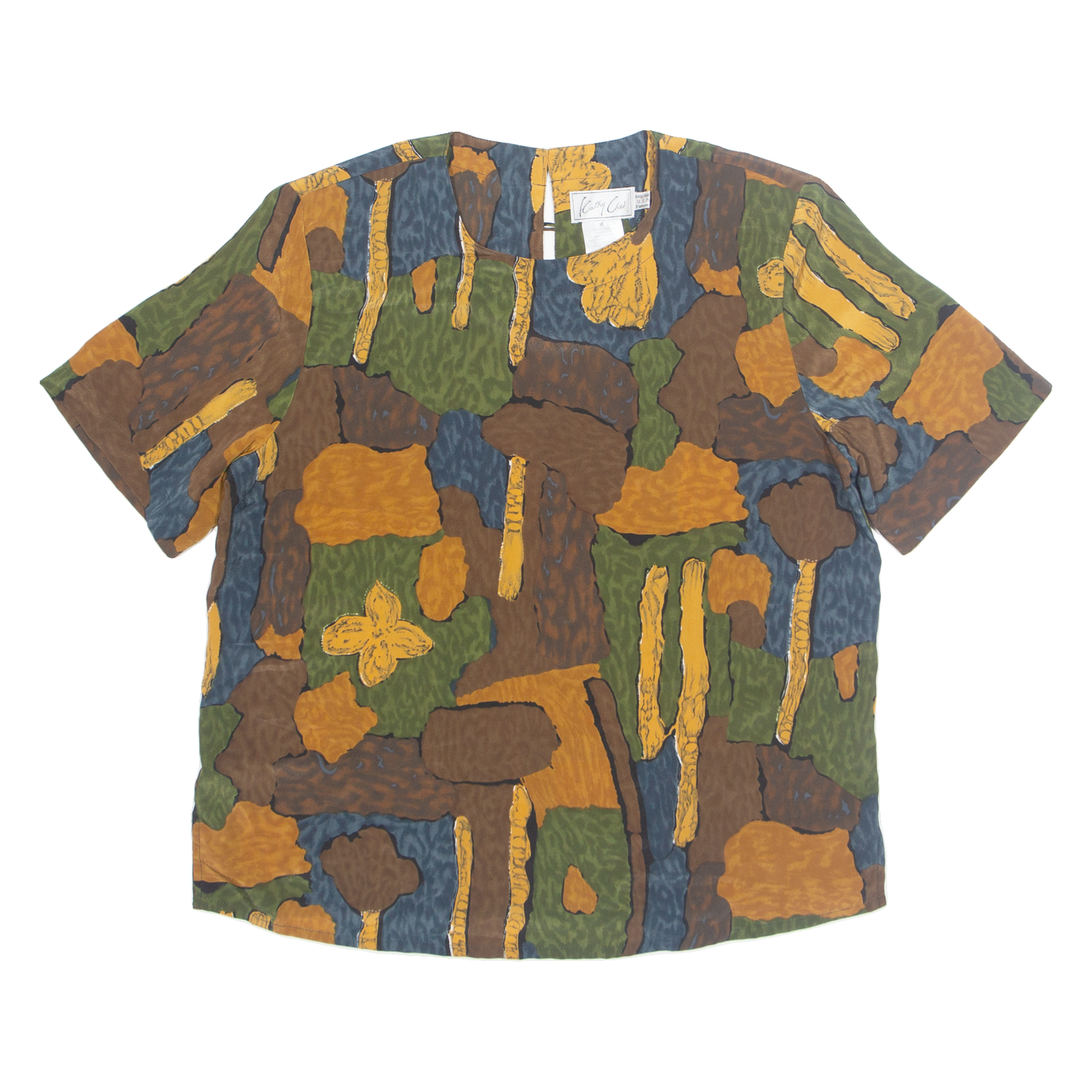 KATHY IKE Womens Printed Top Brown Crazy Pattern M Refurbished - N/A refurbished available on Cerqular