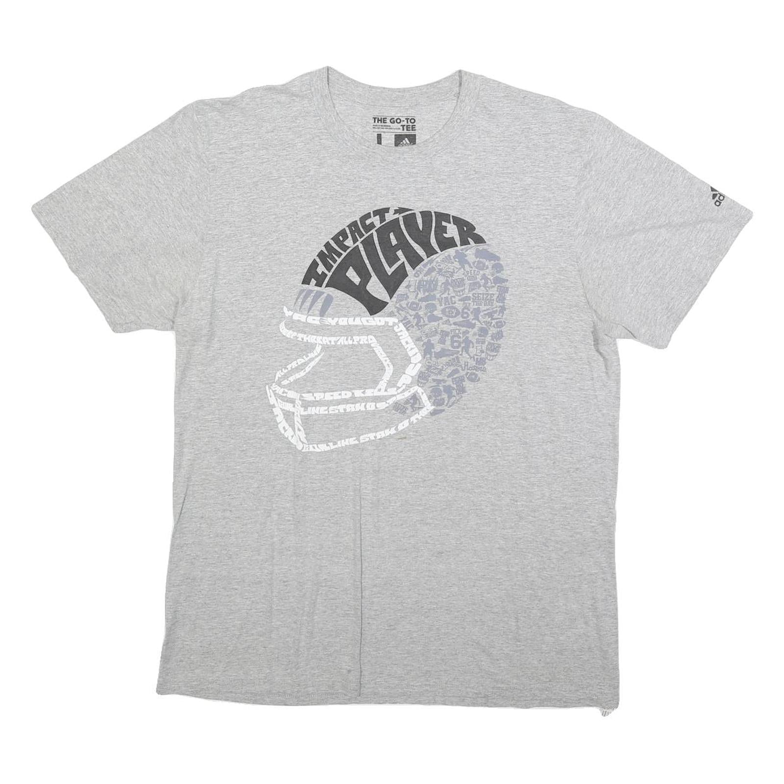 ADIDAS Mens Grey Impact Player Graphic T-Shirt L Short Sleeve Crew Neck Refurbished - N/A refurbished available on Cerqular