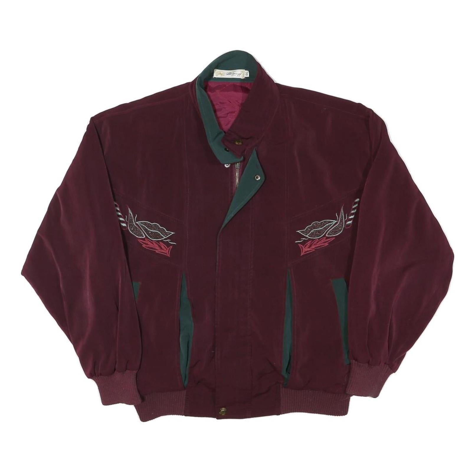 MEINAZY Mens Maroon & Green Classic Jacket M Polyester Blend Embroidered Unique Refurbished - N/A refurbished available on Cerqular