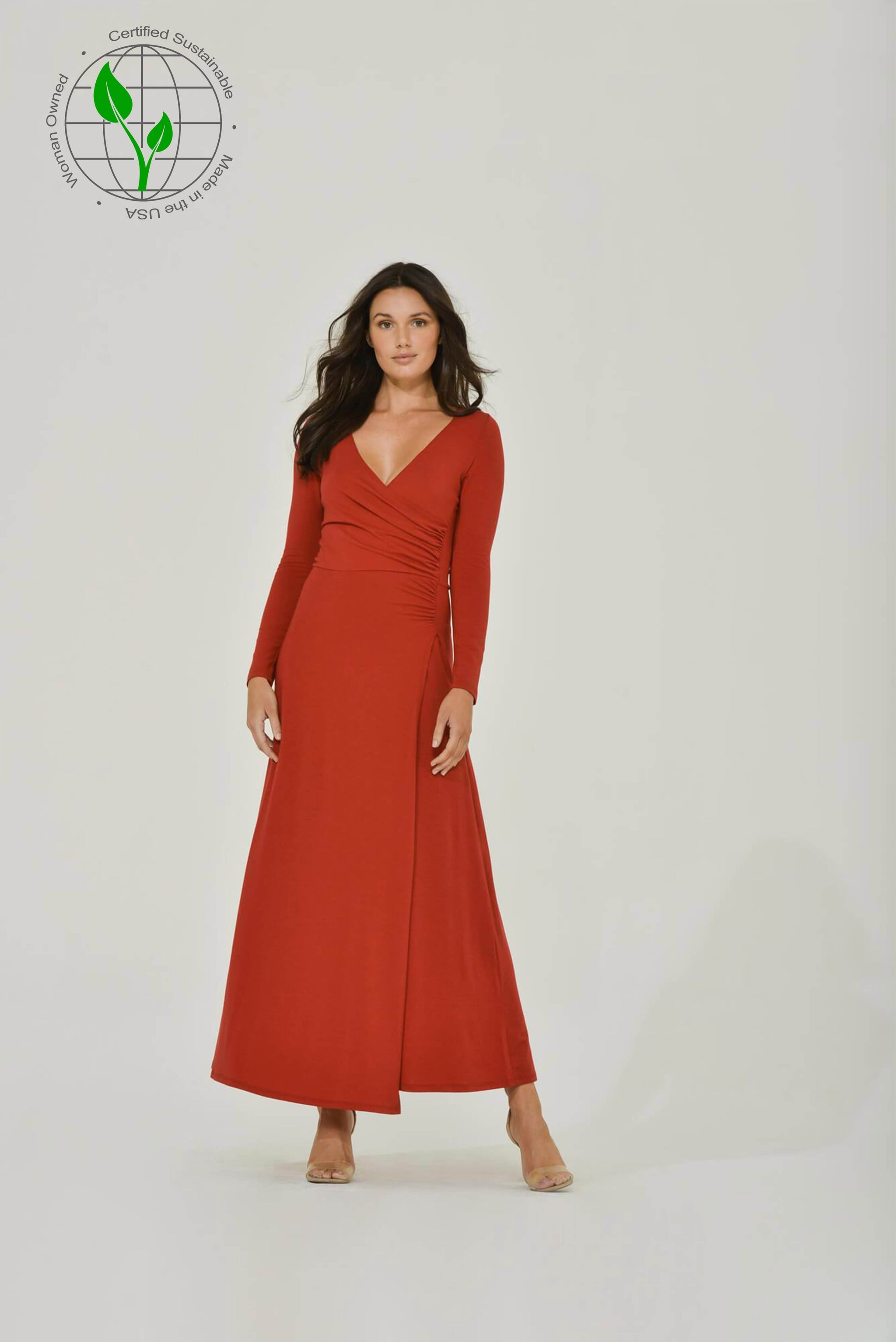 Red Long Sleeve Maxi Dress w/ High Slit | Size: XL | Color: Red Refurbished - N/A (Intention Fashion is not a well-known brand) refurbished available on Cerqular