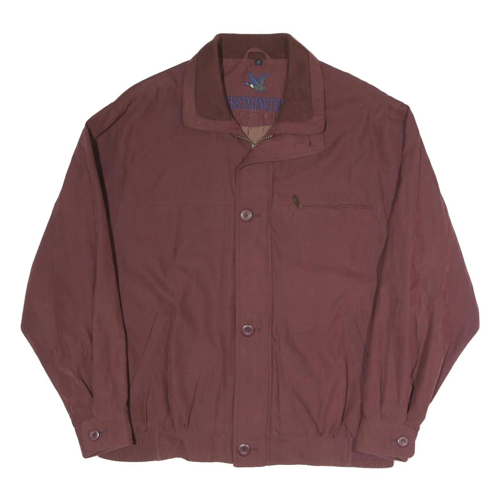 Mens Maroon Casual Zip Jacket L Polyester Blend Plain Lightweight Outerwear Refurbished - N/A refurbished available on Cerqular
