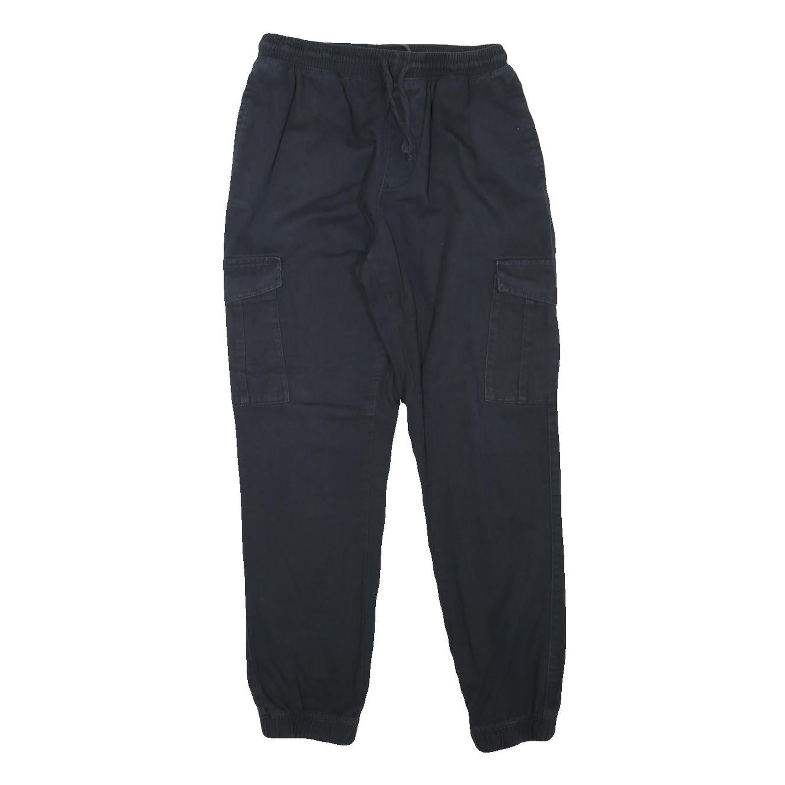 BRAVE SOUL Mens Cotton Blend Navy Relaxed Cargo Drawstring W26 L28 Trousers Refurbished - N/A refurbished available on Cerqular