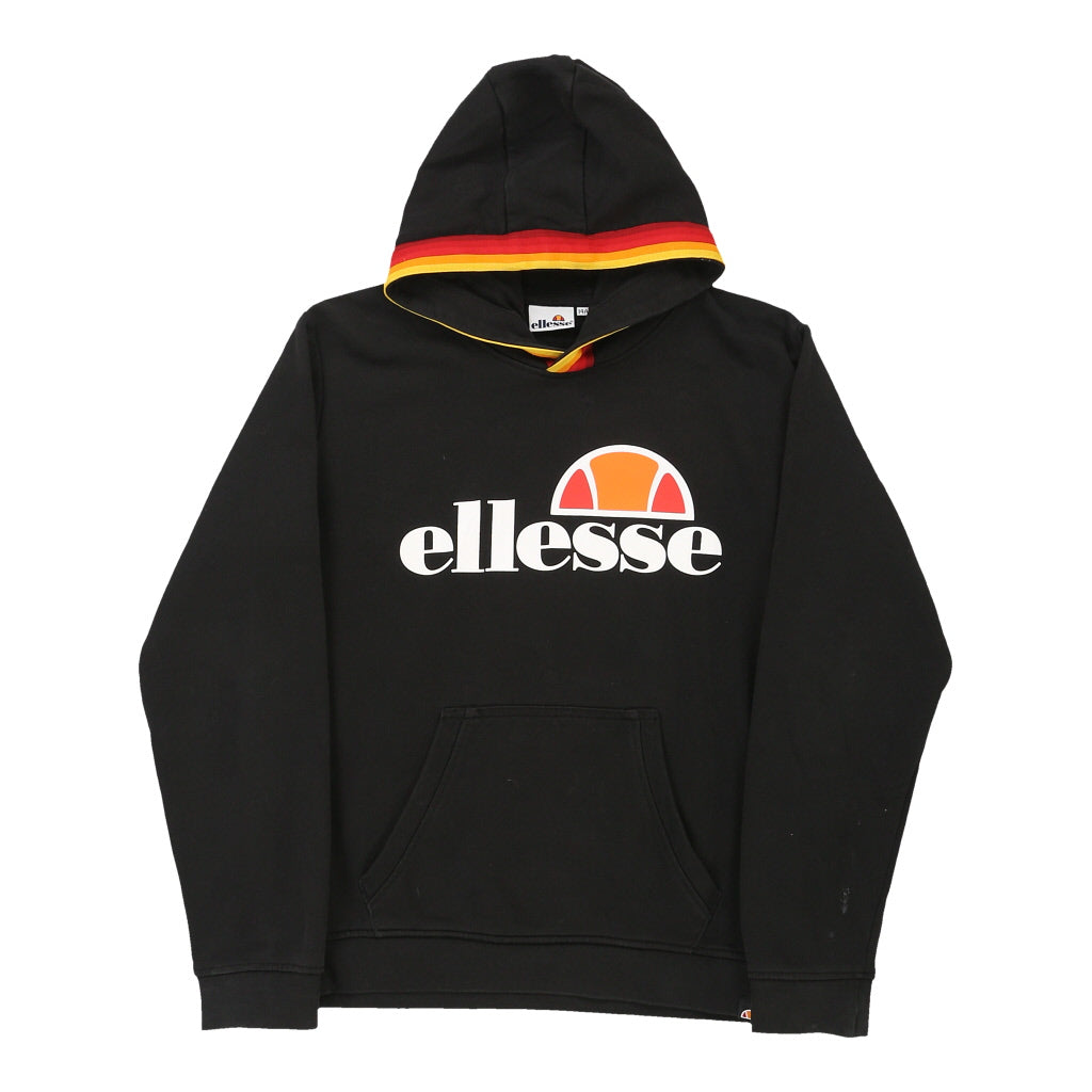 Age 14 Ellesse Spellout Hoodie - Large Black Cotton Blend | Size: large Refurbished - Thrifted (note: this is a term often used to describe second- refurbished available on Cerqular