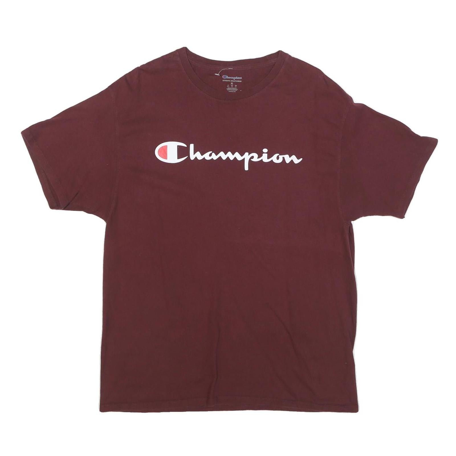 CHAMPION Mens Maroon Classic T-Shirt XL Short Sleeve Crew Neck Cotton Blend Refurbished - N/A refurbished available on Cerqular