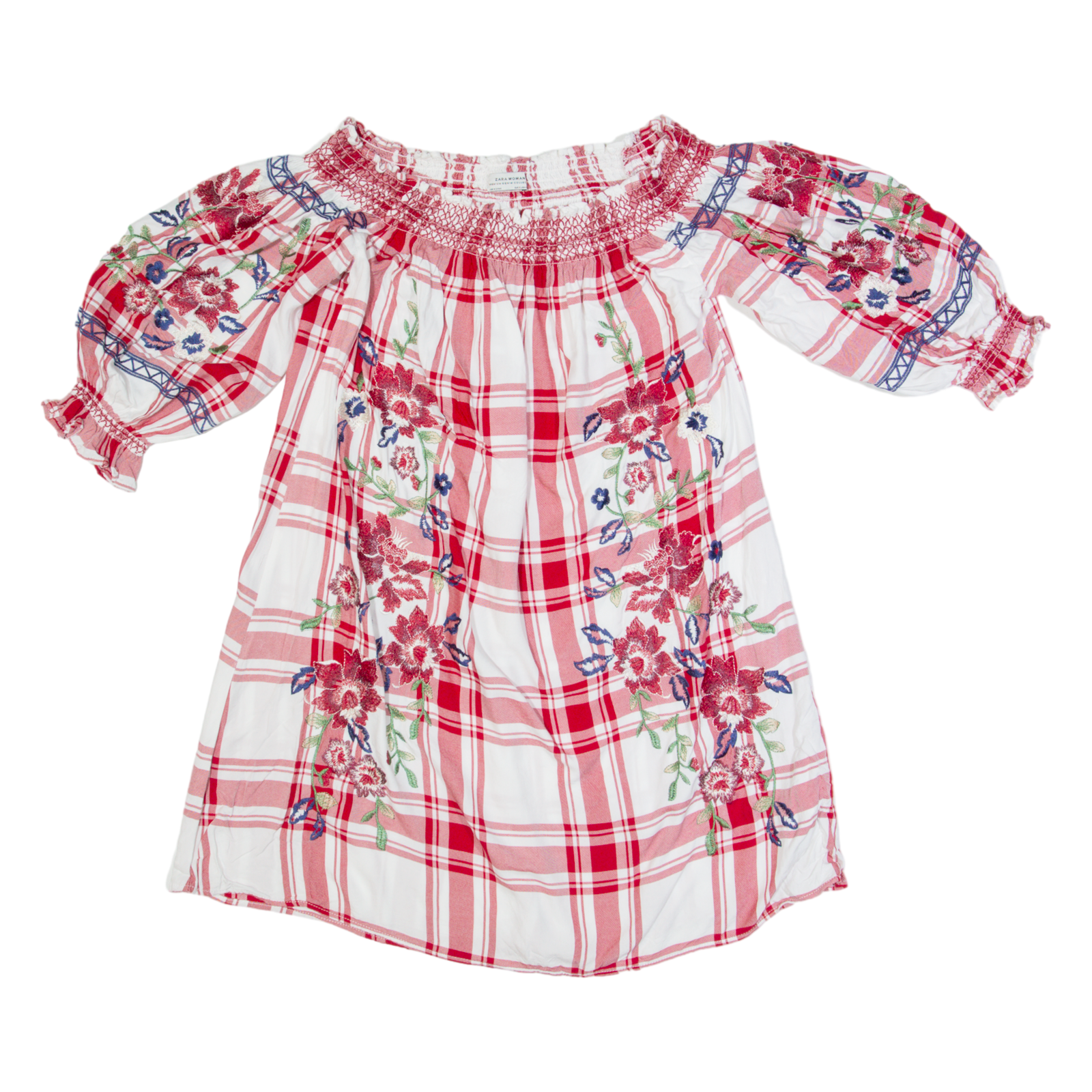 ZARA WOMAN Womens Shift Dress Red Check Knee Length M Refurbished - N/A refurbished available on Cerqular