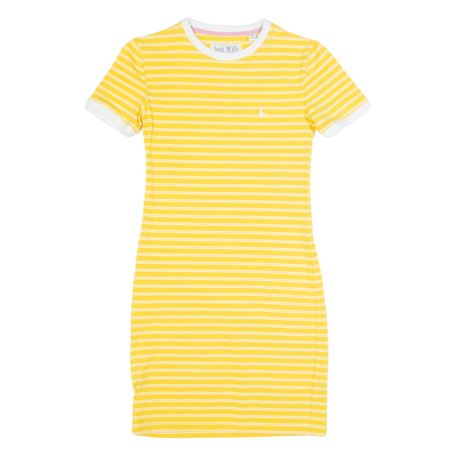 JACK WILLS Womens T-Shirt Dress Yellow Striped Short Sleeve Knee Length UK 6 Refurbished - N/A refurbished available on Cerqular