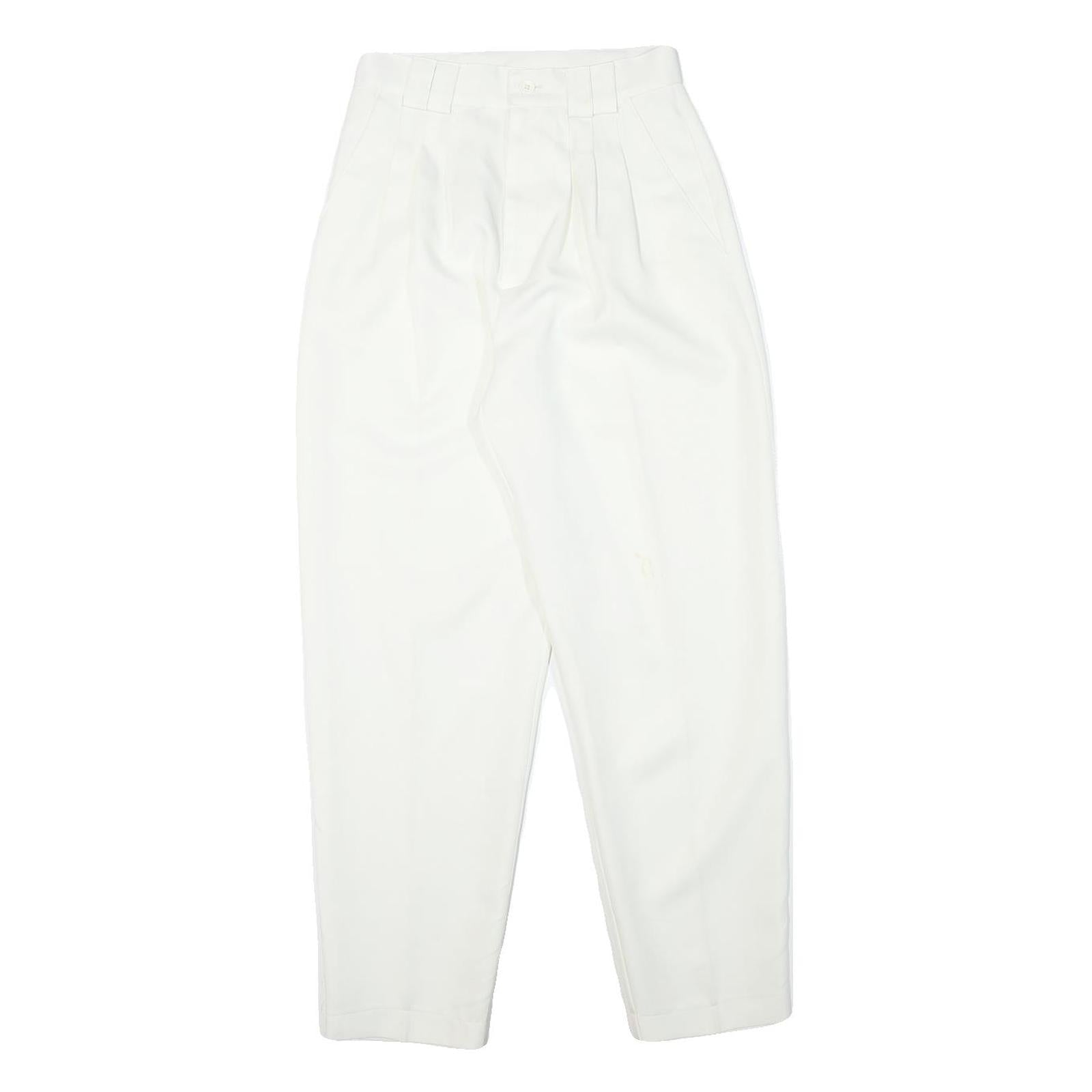 IMIGARIO Womens White Relaxed Trousers W24 L26 Polyester Blend Zip Refurbished - N/A refurbished available on Cerqular
