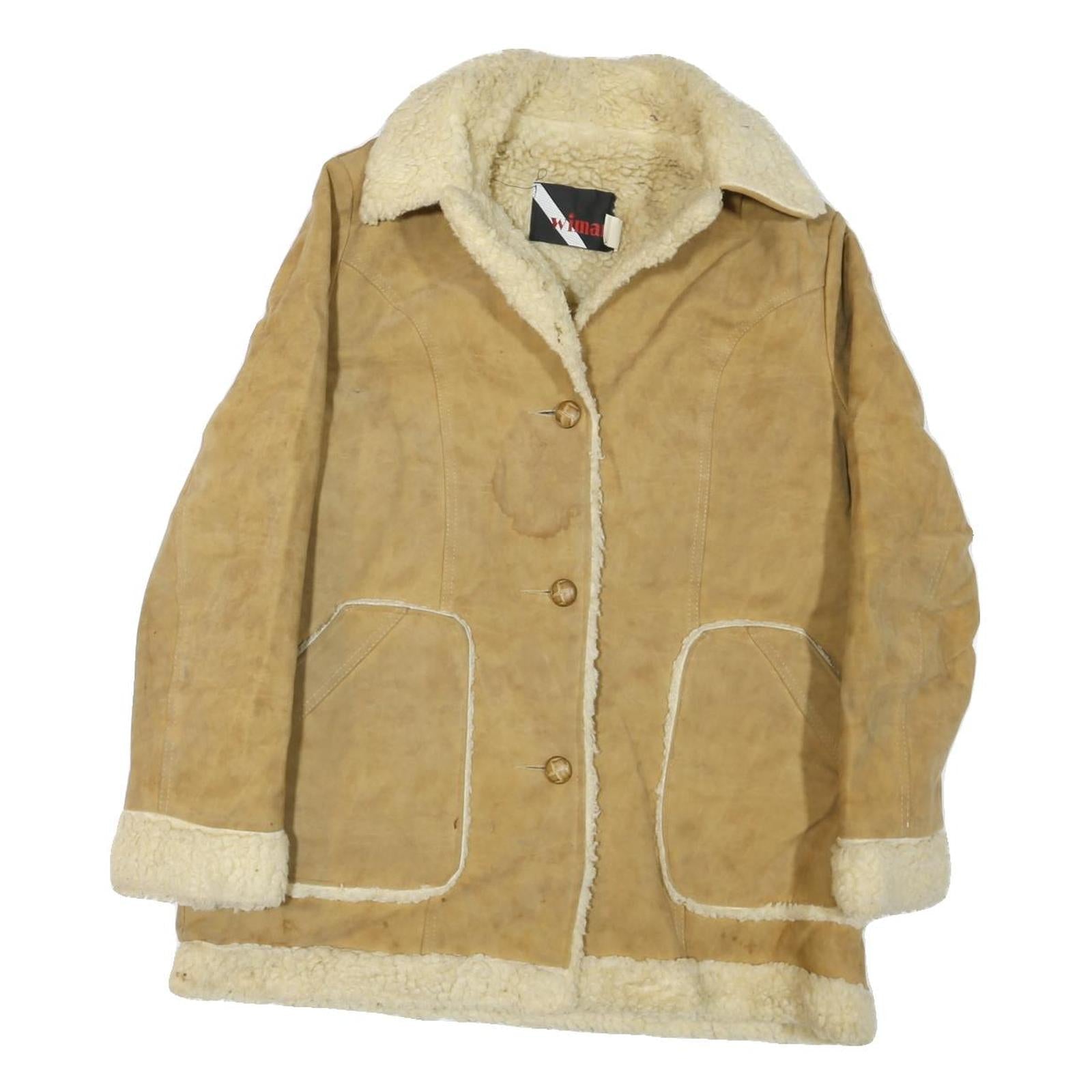 WIMAN Womens Beige Coat L Cotton Blend Plain Button Winter Fashion Refurbished - N/A refurbished available on Cerqular