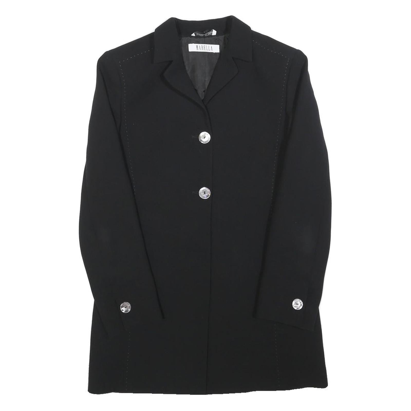 MARELLA Womens Black Wool Blend Button Jacket S Plain Classic Tailored Refurbished - N/A refurbished available on Cerqular