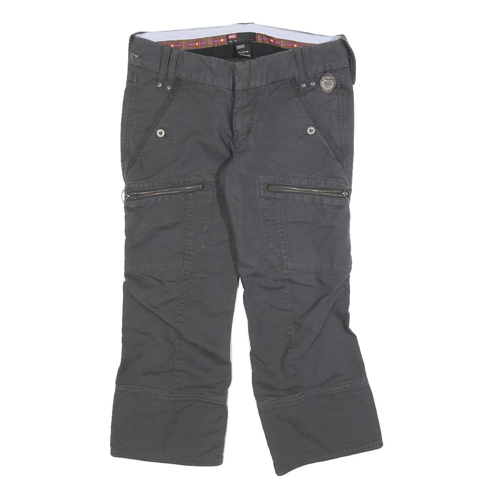 DIESEL Womens Cotton Blend Grey Regular Cargo Trousers W28 L23 Zip Closure Refurbished - N/A refurbished available on Cerqular