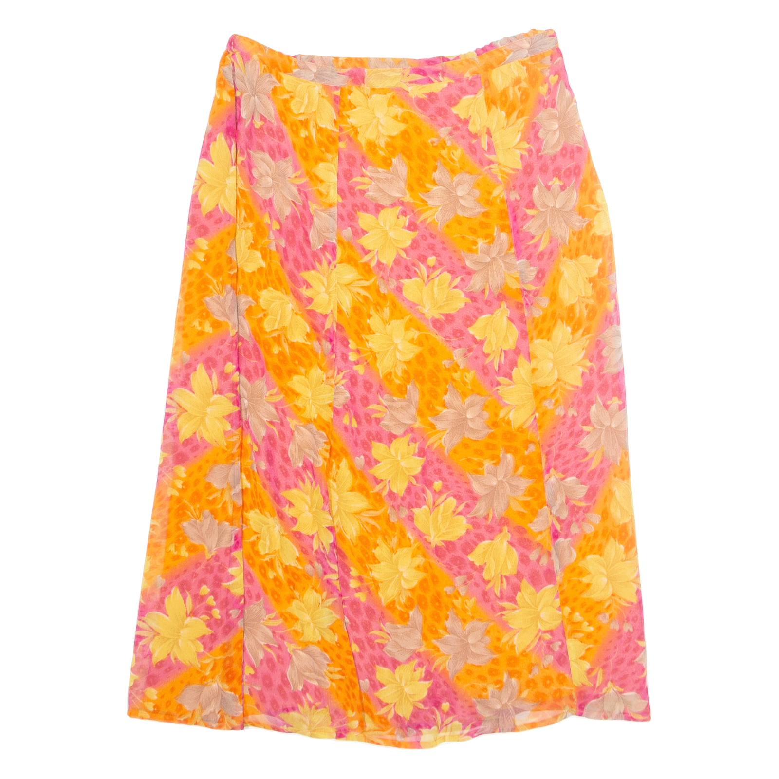 EDU CARE Womens A-Line Skirt Orange Midi Floral M Refurbished - N/A refurbished available on Cerqular
