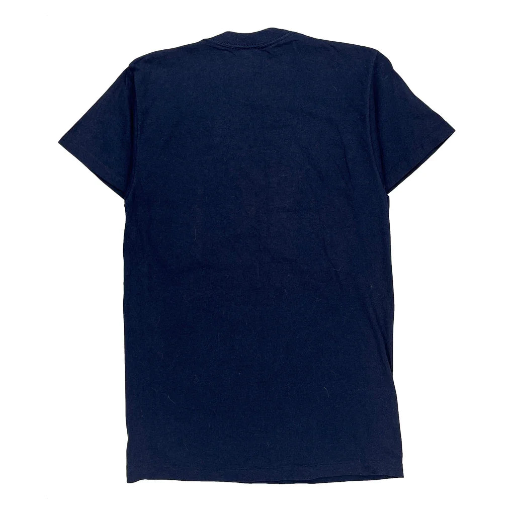 University Of Pittsburgh Panthers Tultex Single Stitch T-Shirt - Medium Navy Cotton Refurbished - Thrifted (note: this is a term often used to describe second- refurbished available on Cerqular