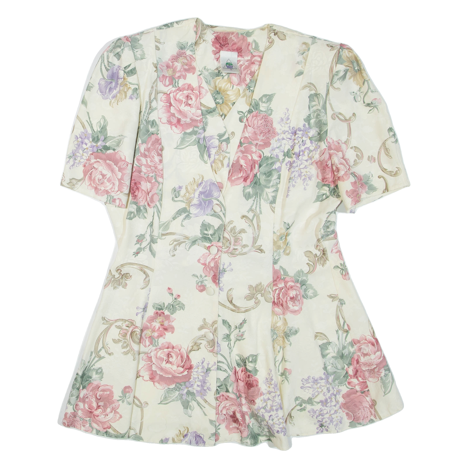 Womens Mini Dress Beige Viscose Floral Short Sleeve Short M Refurbished - N/A refurbished available on Cerqular