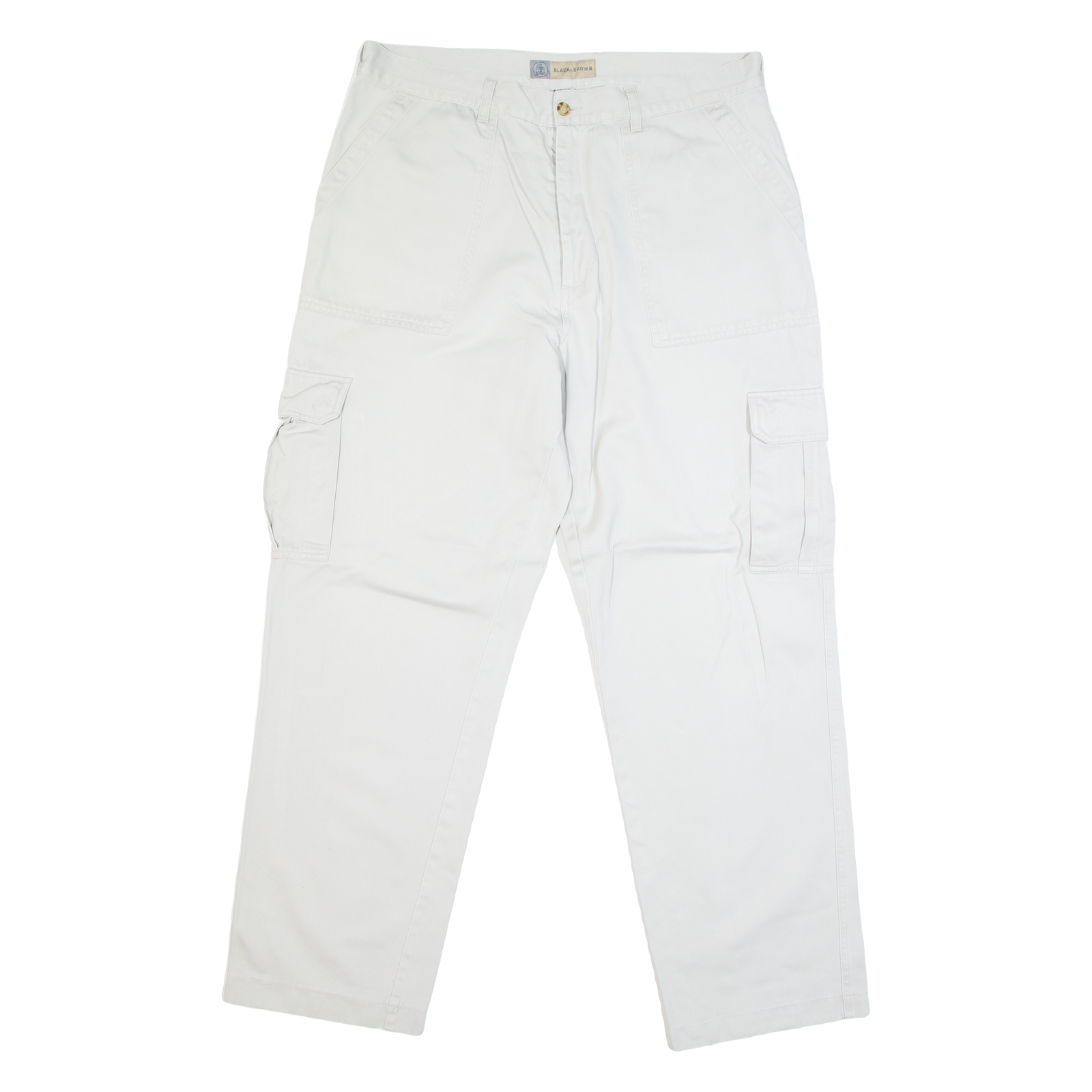 BLACK & BROWN Cargo Mens Trousers Grey Regular Straight W35 L30 Refurbished - N/A refurbished available on Cerqular