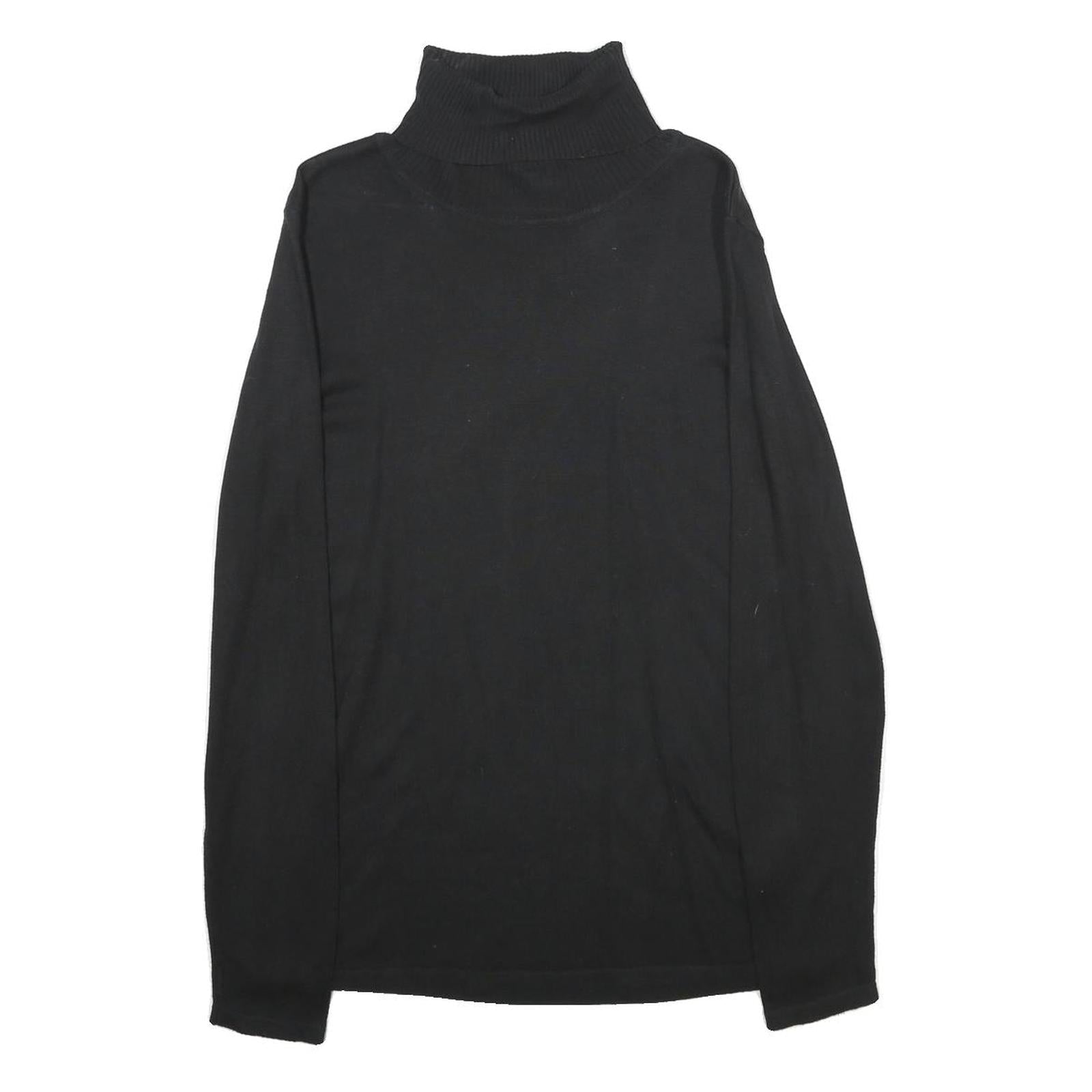ESMARA Womens Black Plain Pullover Roll Neck Basic Knit M Cotton Blend Jumper Refurbished - N/A refurbished available on Cerqular