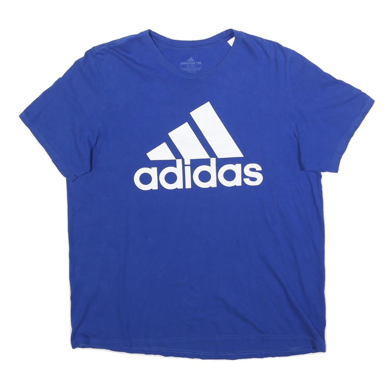 ADIDAS Mens Blue Cotton Blend T-Shirt XL Short Sleeve Crew Neck Logo Graphic Refurbished - N/A refurbished available on Cerqular