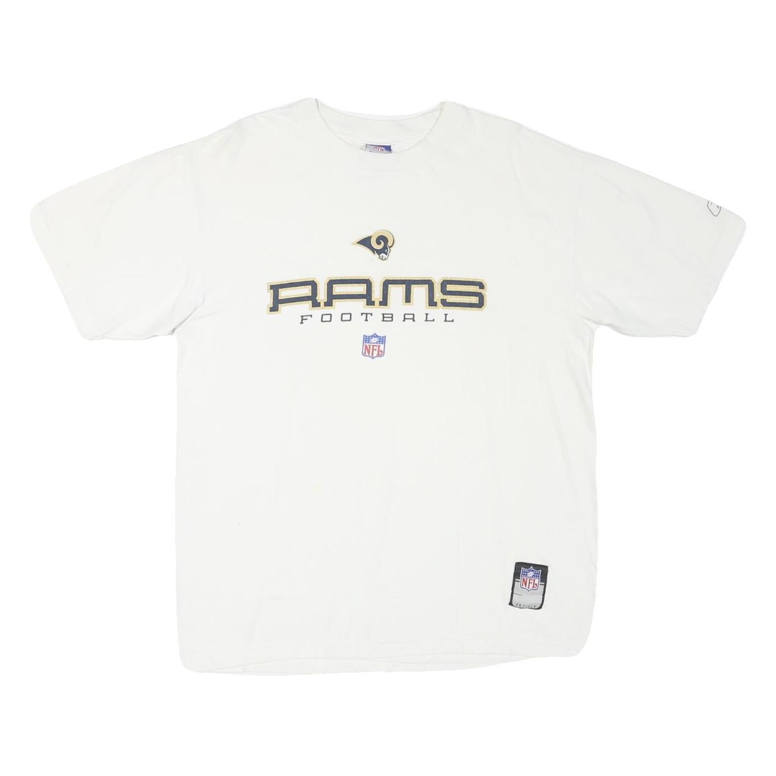 NFL Mens White Rams Football Graphic T-Shirt M Short Sleeve Crew Neck Refurbished - N/A refurbished available on Cerqular