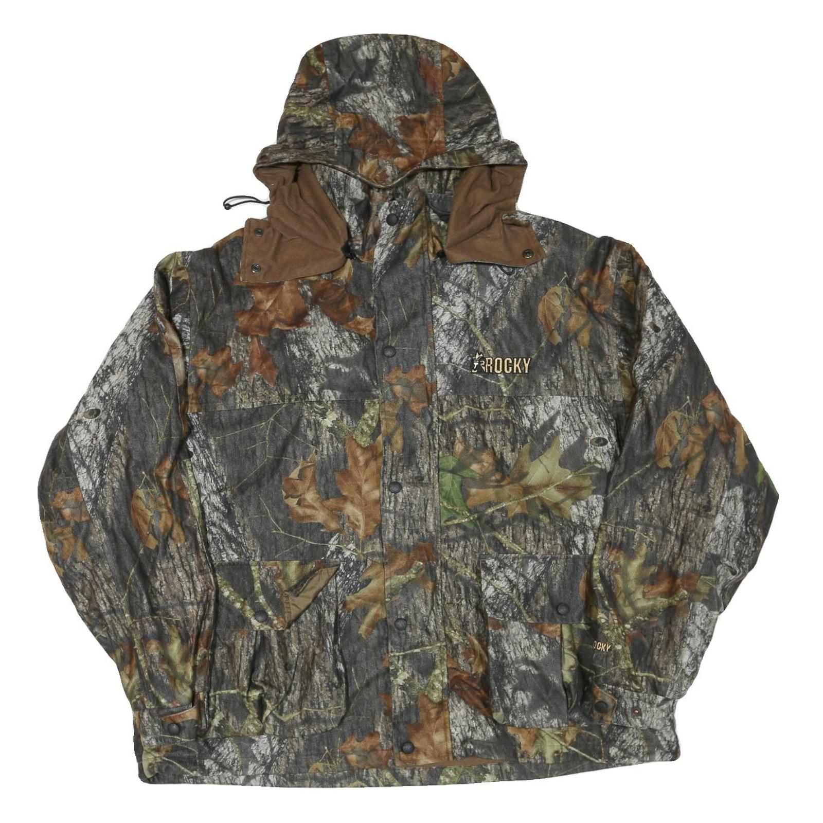 Mens Brown Camouflage Outdoor Jacket XL Polyester Blend Zip Hooded Rocky Refurbished - N/A refurbished available on Cerqular