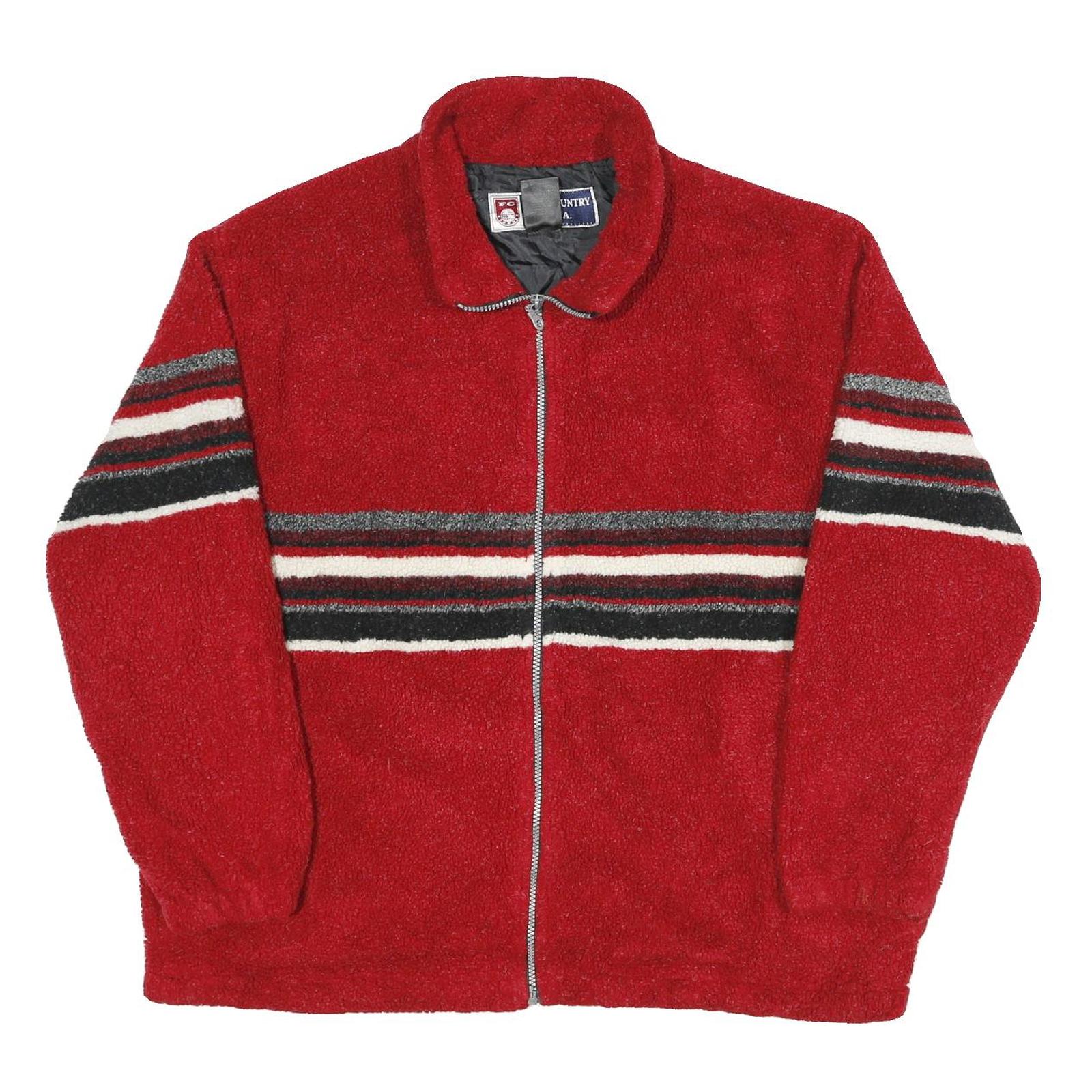 Free Country Mens Red & Black Striped Zip Jacket XL Polyester Casual Outdoor Refurbished - N/A refurbished available on Cerqular