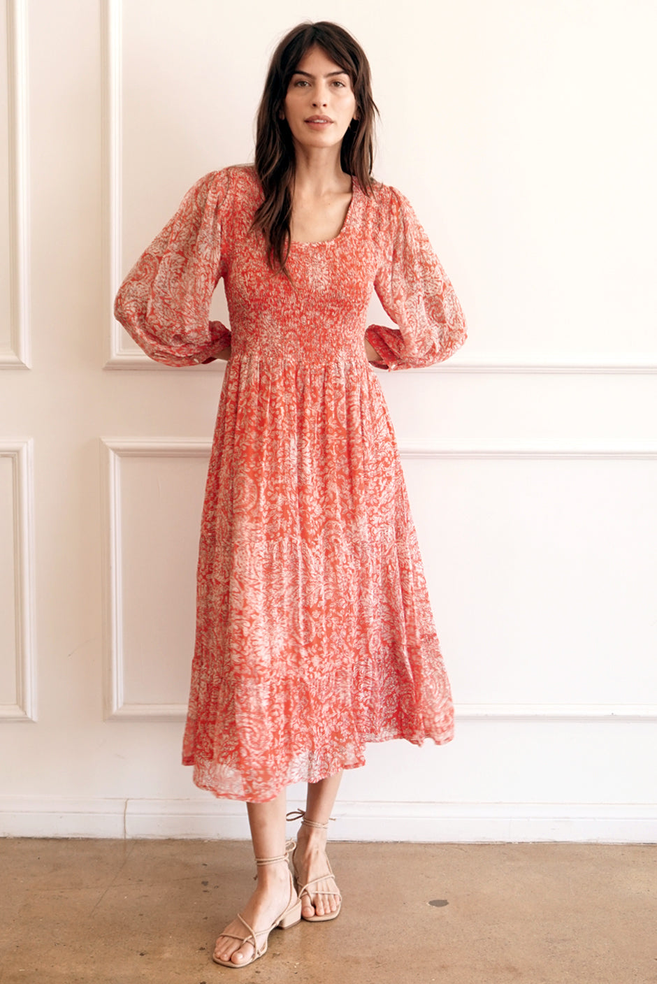 Stella Midi Dress in Chili Flower | Size: XXS Refurbished - N/A (Paneros is not a known clothing brand. It is possible refurbished available on Cerqular