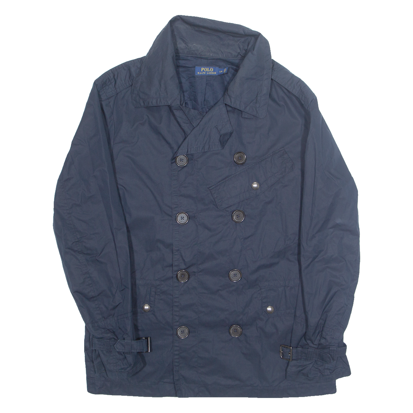 POLO RALPH LAUREN Womens Trench Jacket Blue L Refurbished - N/A refurbished available on Cerqular