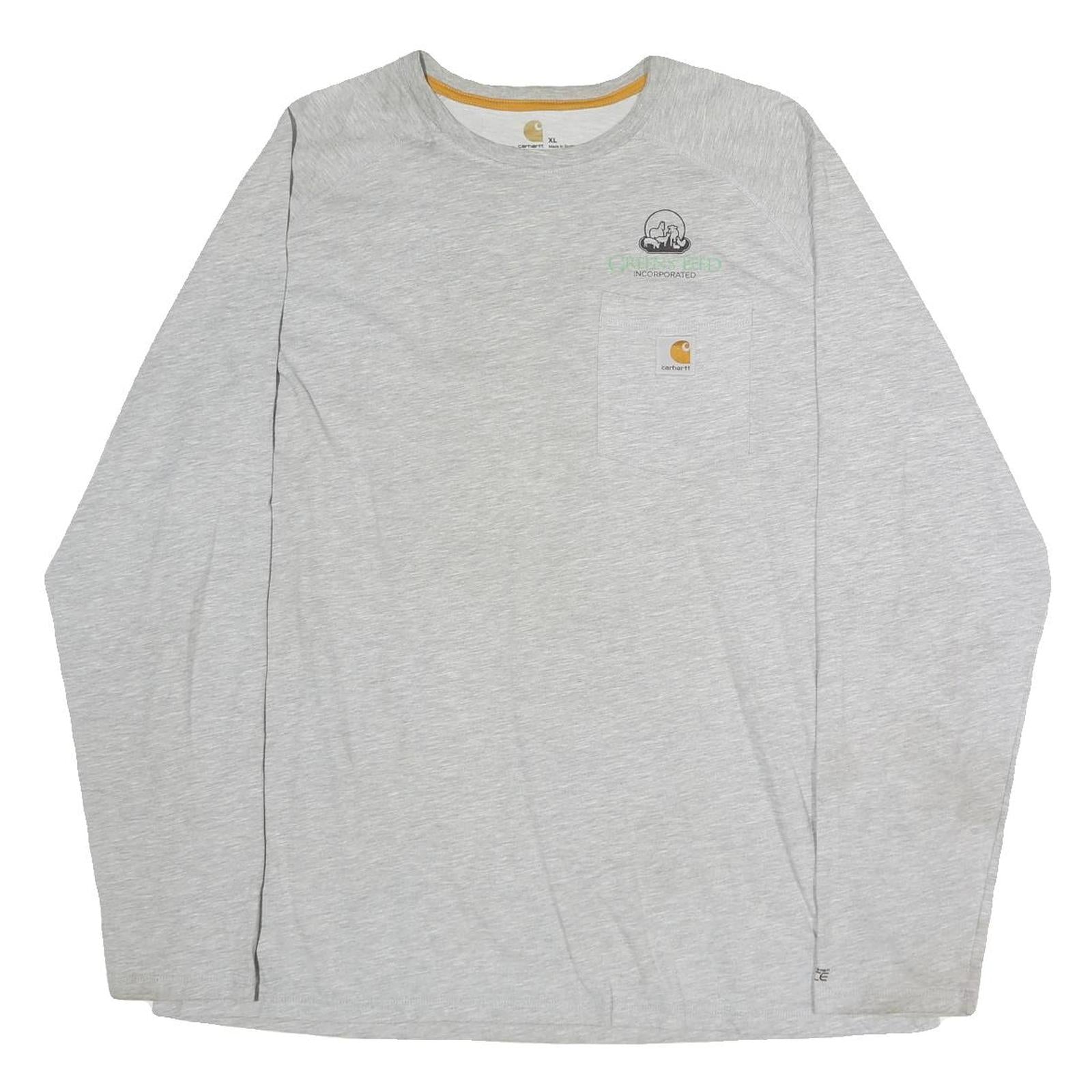 CARHARTT Mens Grey Long Sleeve Crew Neck XL Logo Cotton T-Shirt Workwear Refurbished - N/A refurbished available on Cerqular