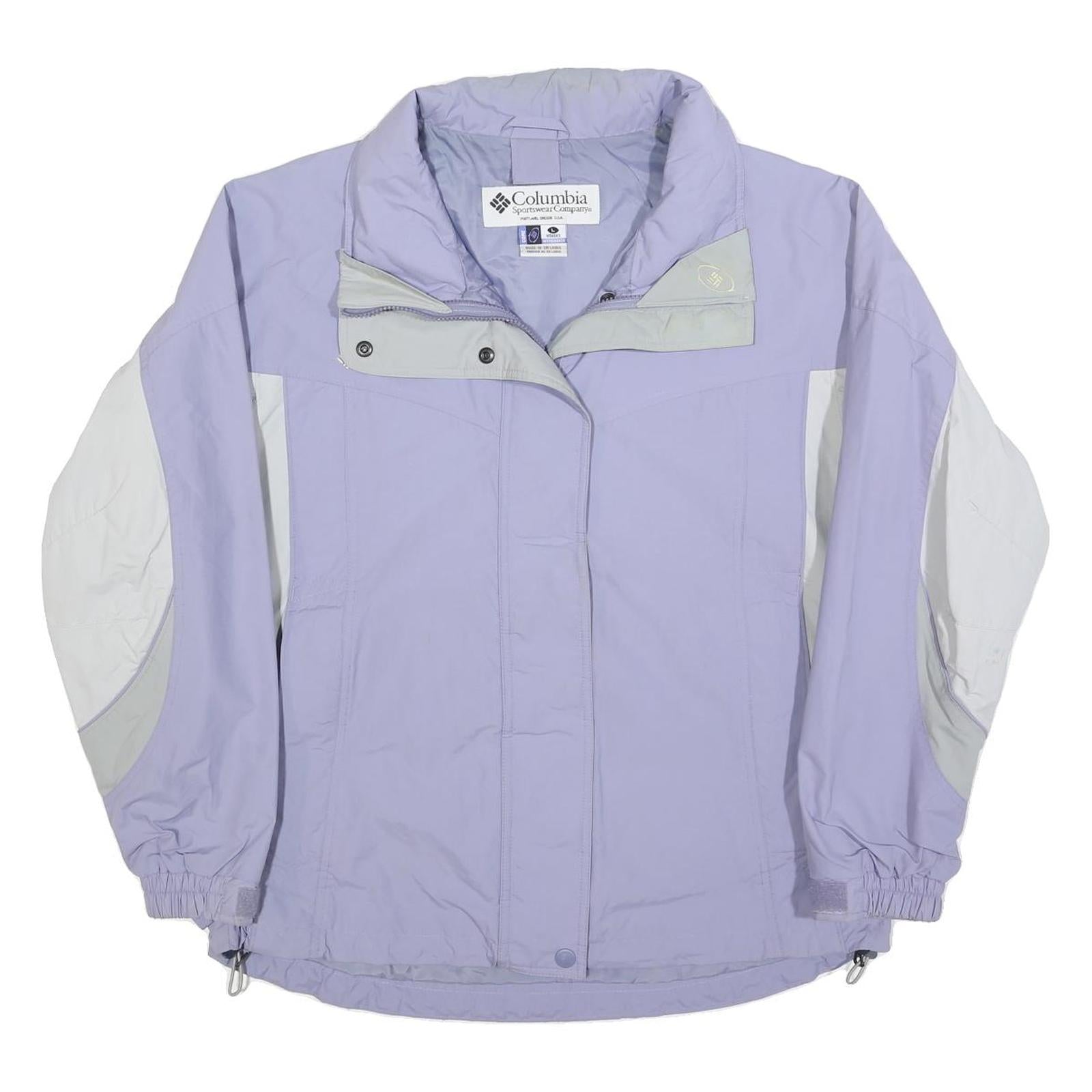 COLUMBIA Womens Purple & White Outdoor Jacket L Polyester Blend Zip Sportswear Refurbished - N/A refurbished available on Cerqular