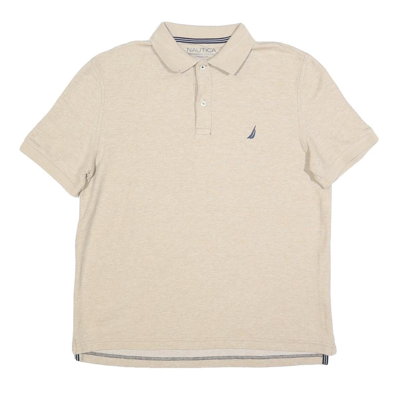 NAUTICA Mens Beige Short Sleeve Plain M Polo Shirt Cotton Blend Casual Refurbished - N/A refurbished available on Cerqular