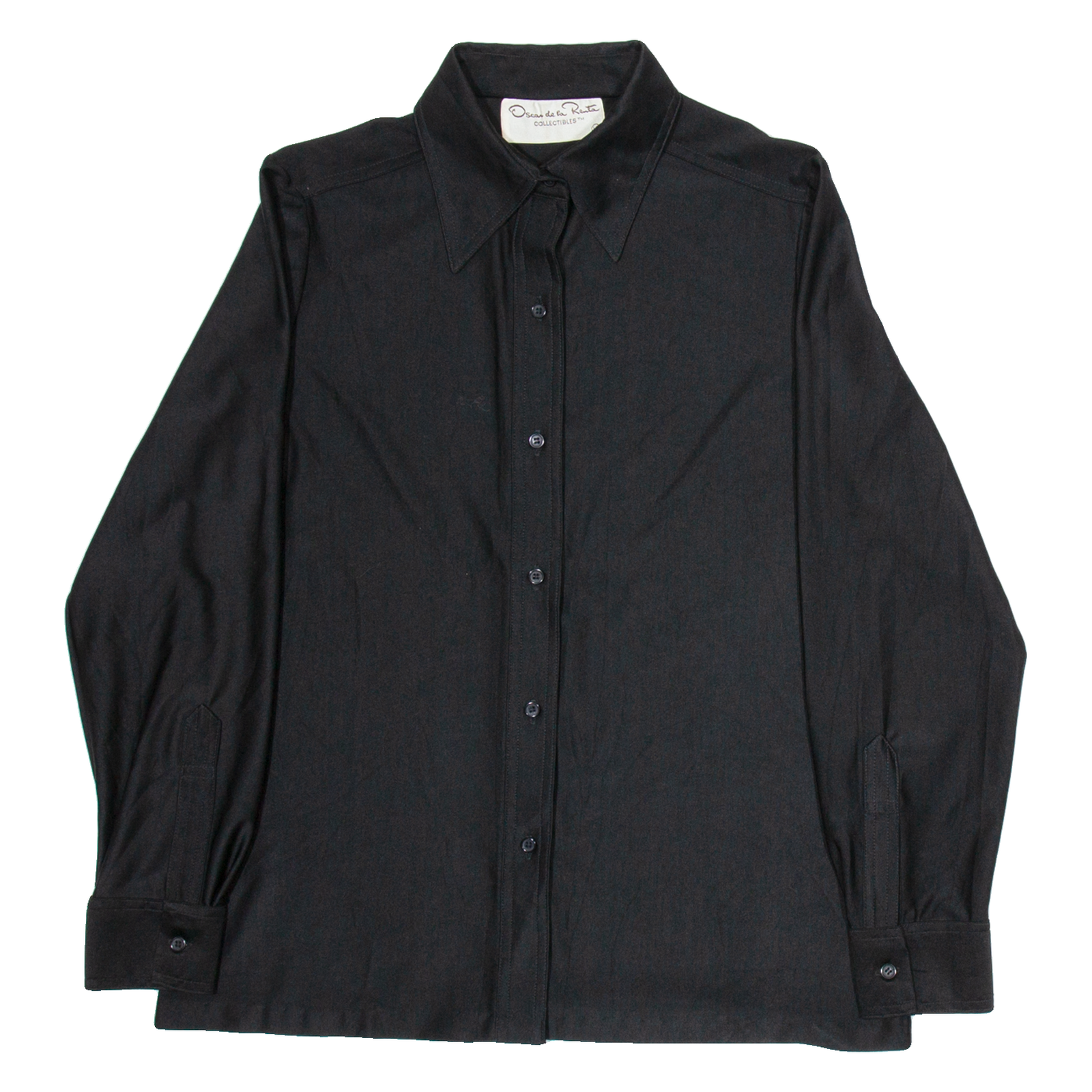 OSCAR DE LA RENTA Womens Plain Shirt Black Nylon Long Sleeve M Refurbished - N/A refurbished available on Cerqular