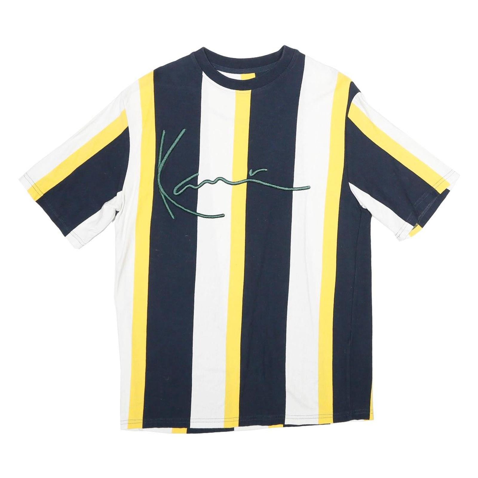 Buy KARL KANI Mens Blue White & Yellow Stripe Graphic T-Shirt XS Short Sleeve Crew Refurbished - $37.69 KARL KANI Mens Blue White & Yellow Stripe Graphic T-Shirt XS Short Sleeve Crew Refurbished - N/A refurbished available on Cerqular