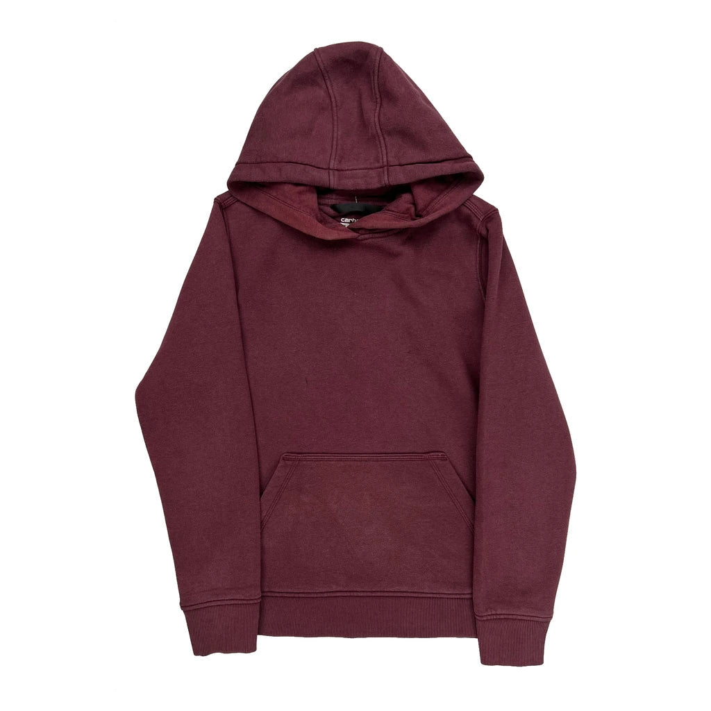 Carhartt Hoodie - Medium Burgundy Cotton Refurbished - Thrifted (note: this is a term often used to describe second- refurbished available on Cerqular