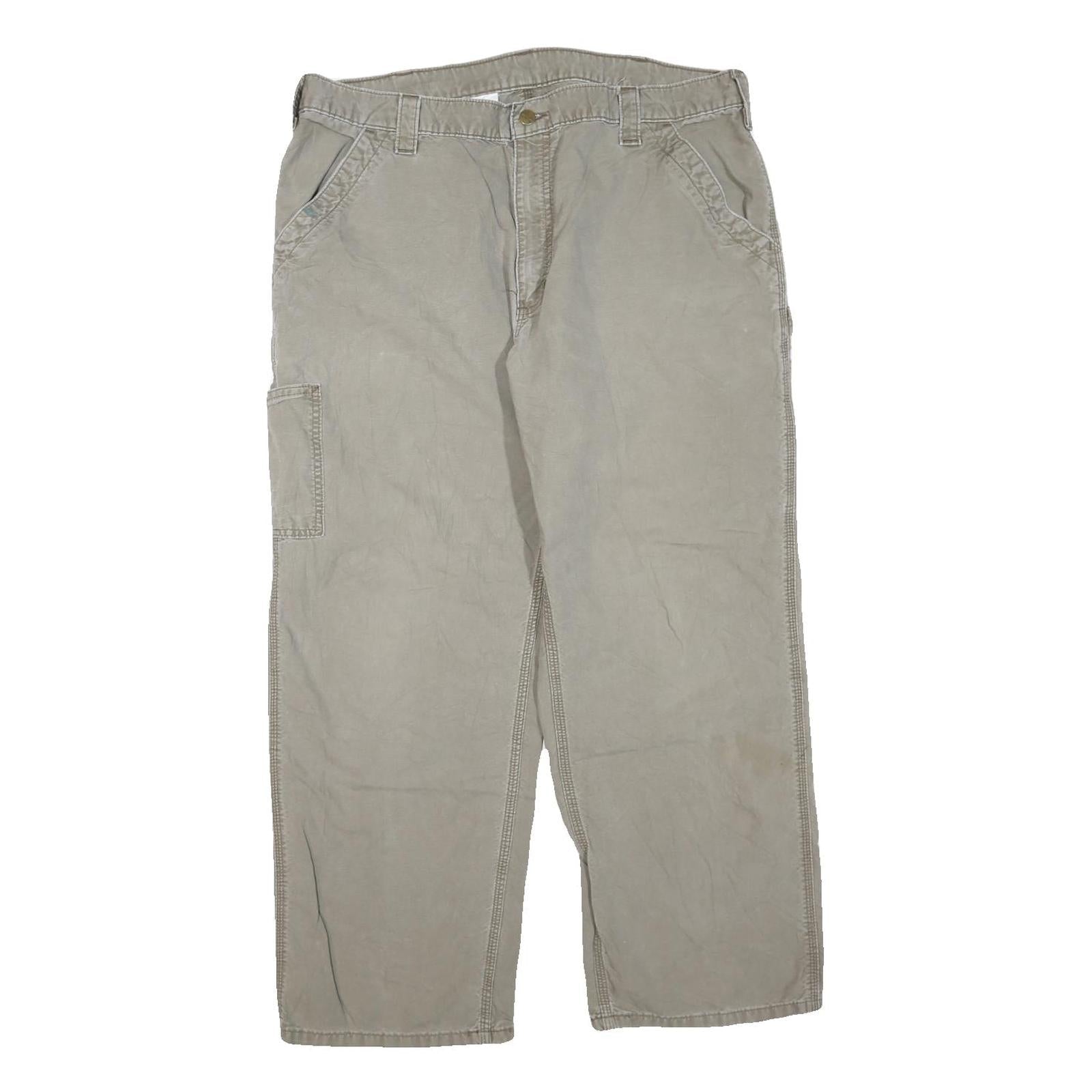 CARHARTT Mens Beige Regular Fit Straight Leg Cotton Blend Trousers W40 L28 Refurbished - N/A refurbished available on Cerqular