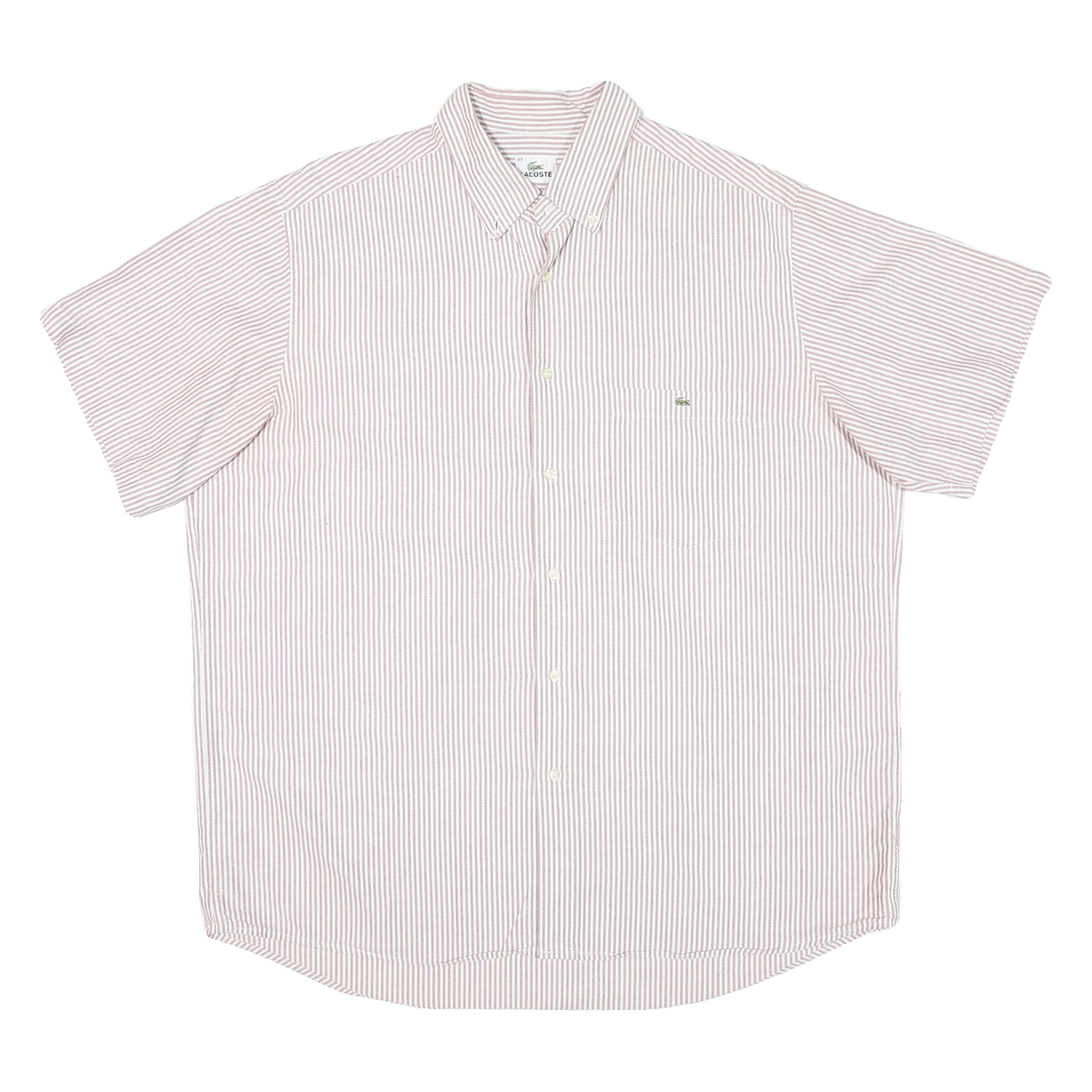 LACOSTE Mens White & Red Stripe Cotton Blend Shirt L Casual Button Down Summer Refurbished - N/A refurbished available on Cerqular